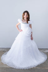 Off-the-Shoulder Floor-Length Tulle Ball Gown Ava Presley 26815