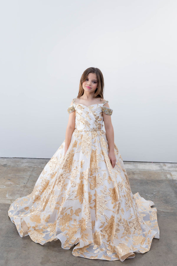 Off-the-Shoulder Floor-Length Tulle Ball Gown Ava Presley 26816