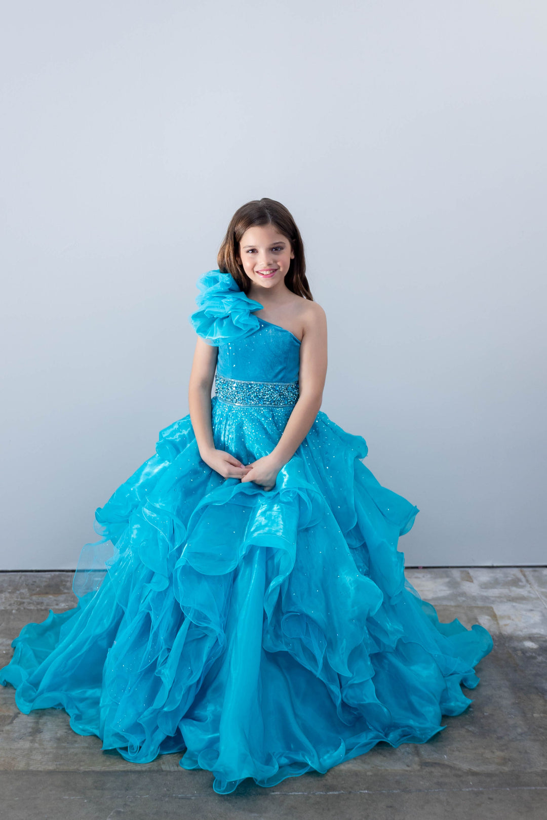 One-Shoulder Floor-Length Organza Special Occasion Ball Gown Ava Presley 26813