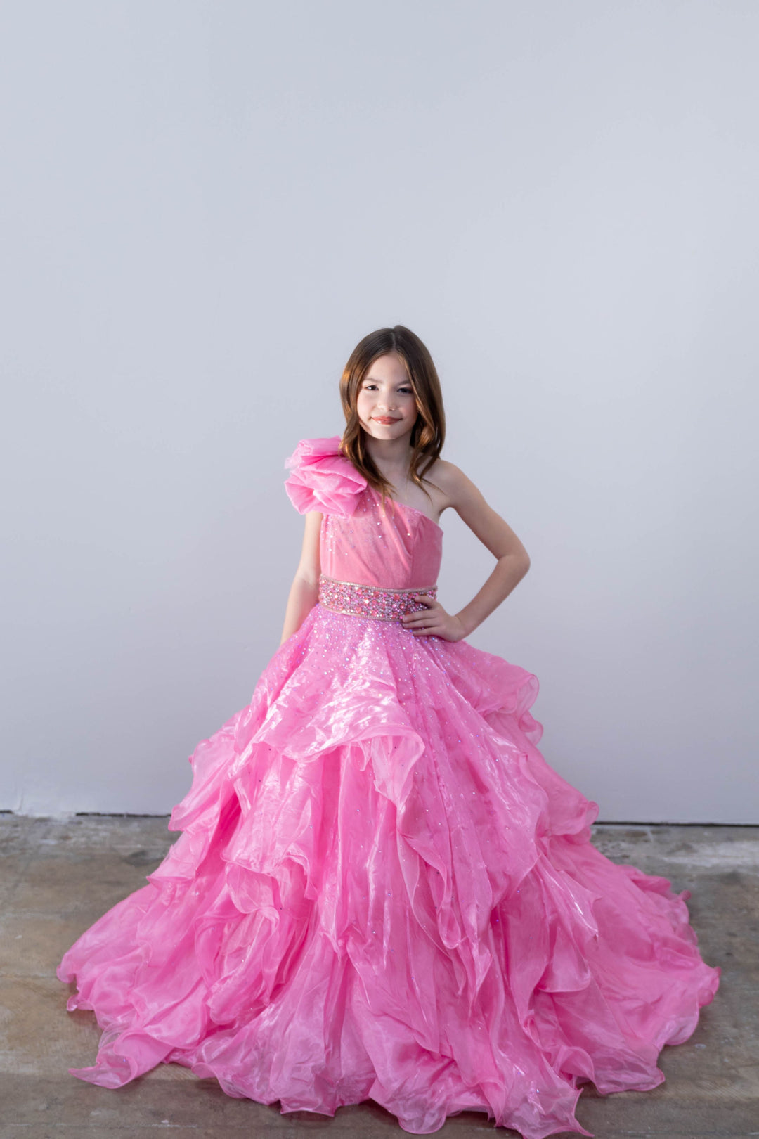 One-Shoulder Floor-Length Organza Special Occasion Ball Gown Ava Presley 26813