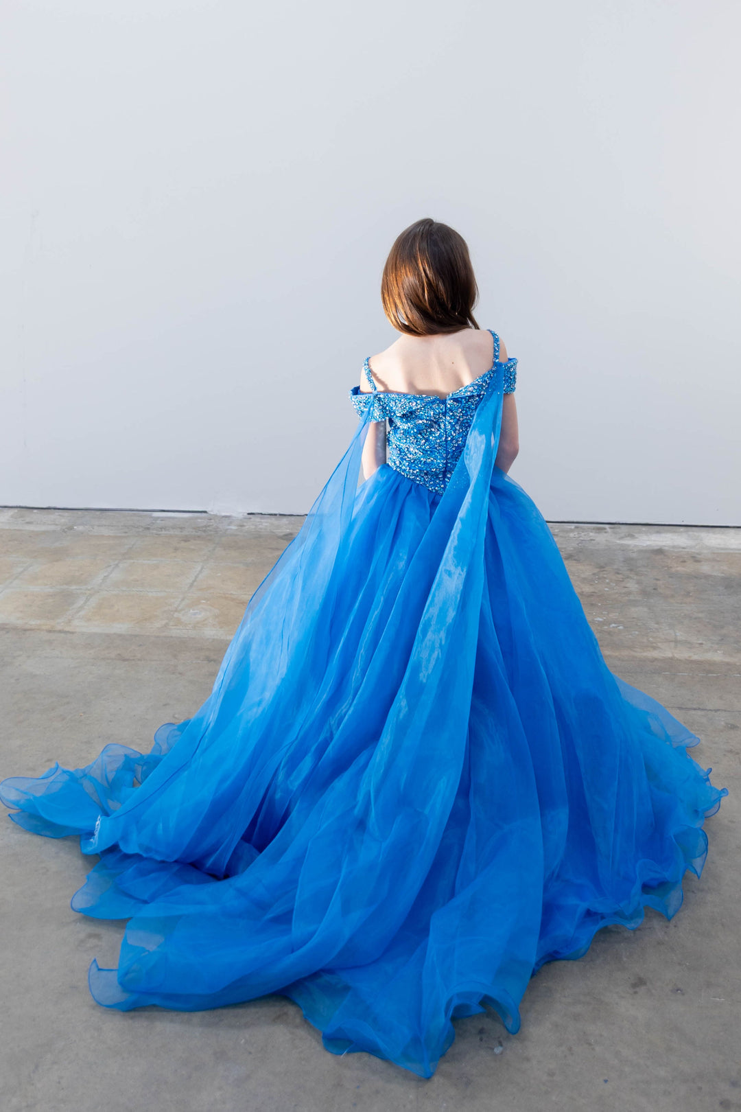 Off-the-Shoulder Floor-Length Tulle Prom Ball Gown Ava Presley 26818