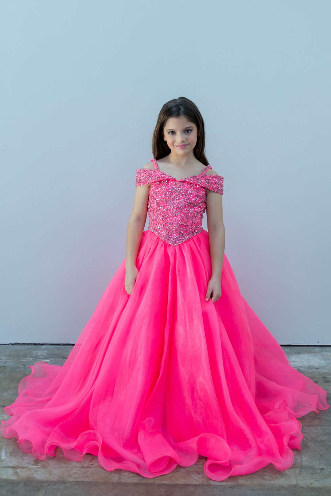Off-the-Shoulder Floor-Length Tulle Prom Ball Gown Ava Presley 26818