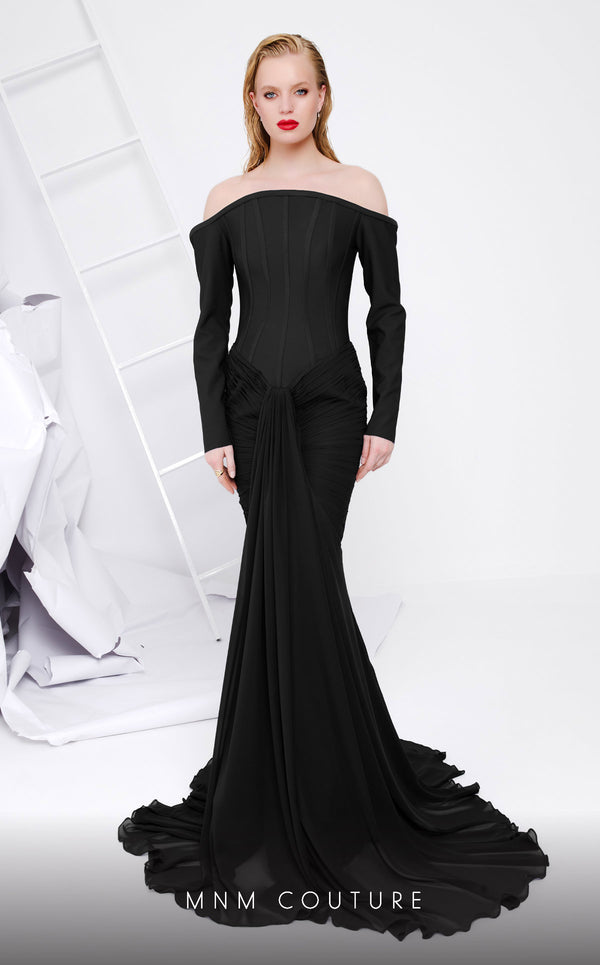 MNM Couture B1112 Mermaid Long Formal Corset Evening Dress