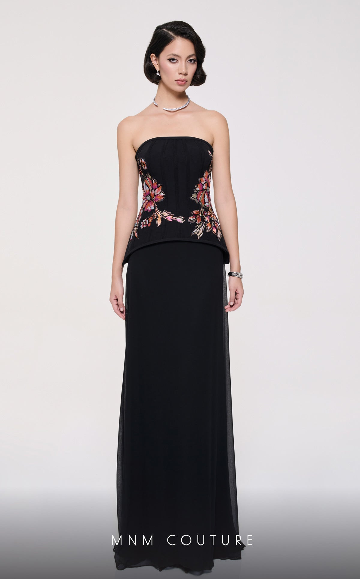 Formal Dresses Floral Corset Formal Long Prom Dress Black