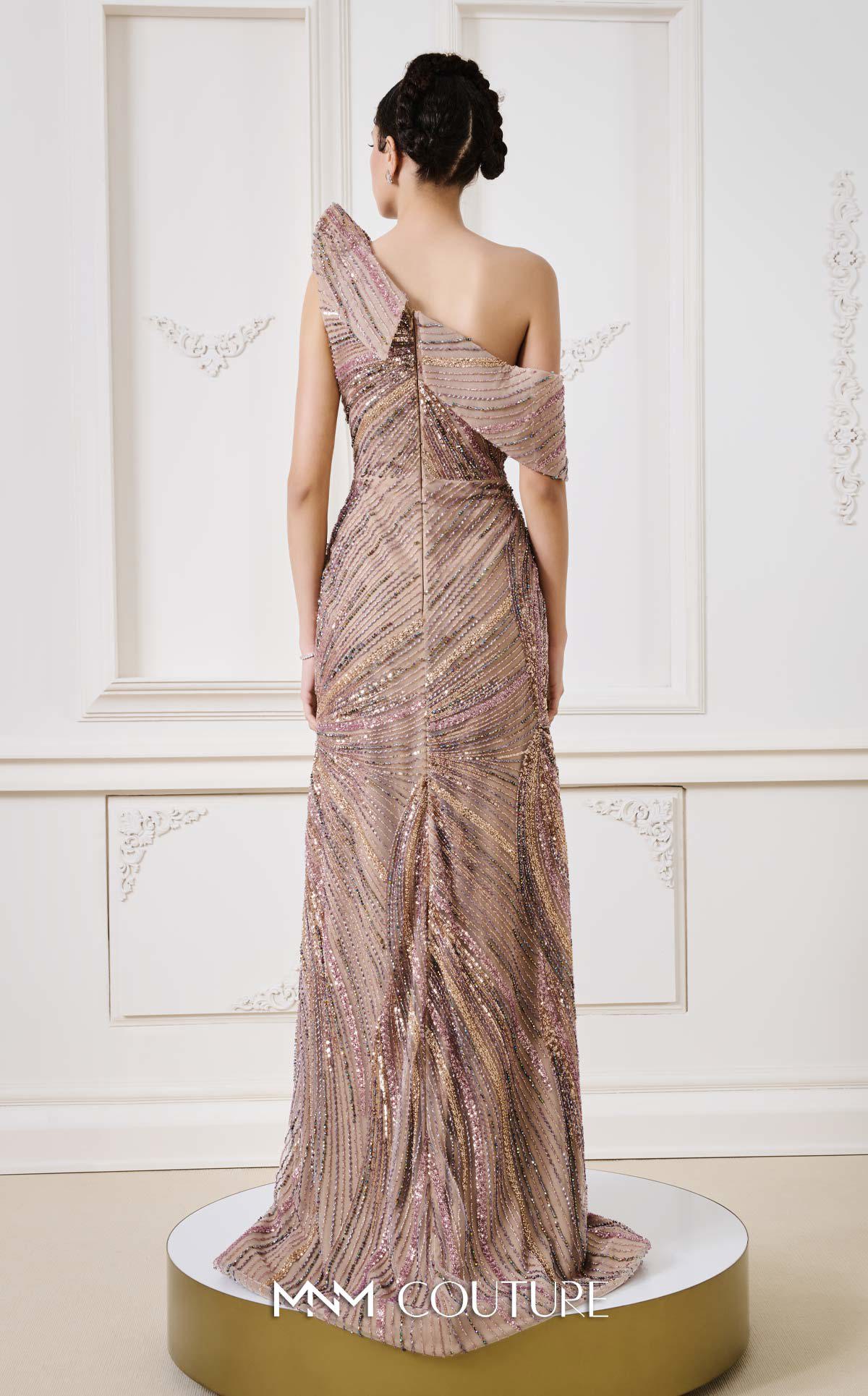 One-Shoulder Floor-Length Sequin Formal Mermaid MNM Couture B1137