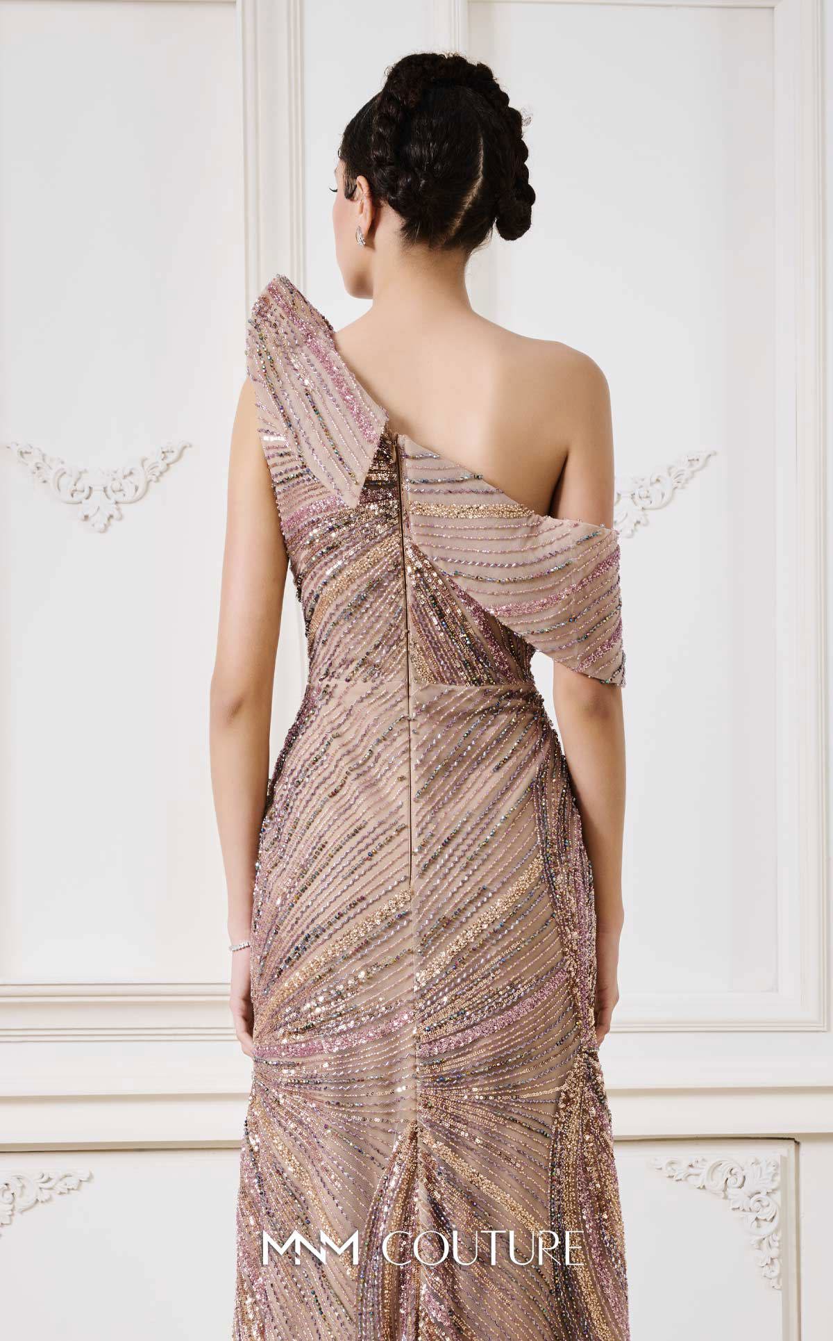 One-Shoulder Floor-Length Sequin Formal Mermaid MNM Couture B1137
