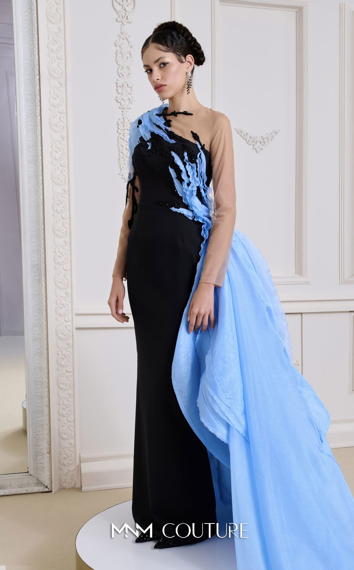 Mother of the Bride Dresses Long Sleeve Formal Fitted Mother of the Bride Dress MNM Couture B1152 Ice Blue