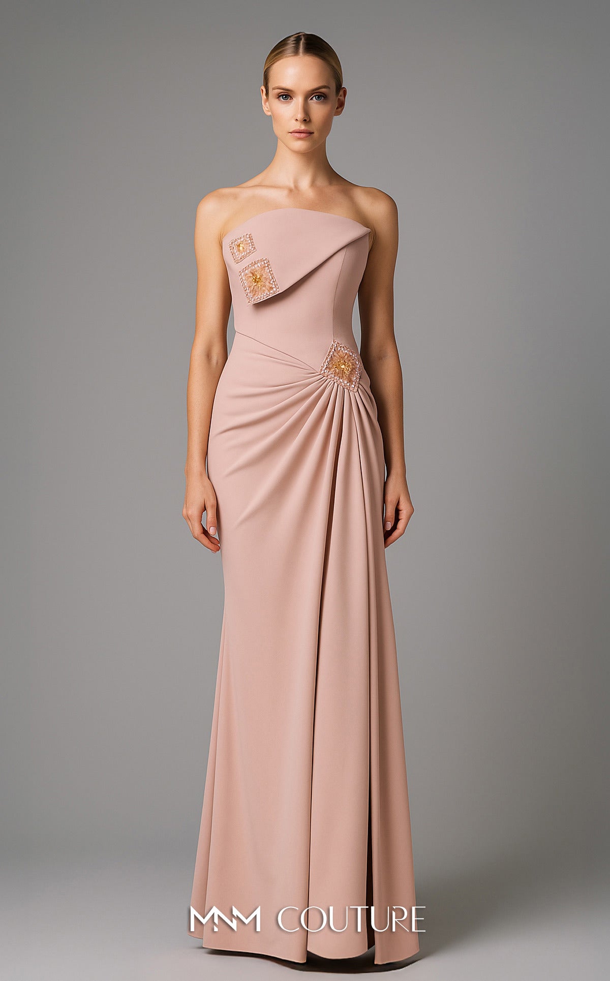 Prom Dresses Pleated Long Formal Evening Prom Dress MNM Couture B1171 Pink