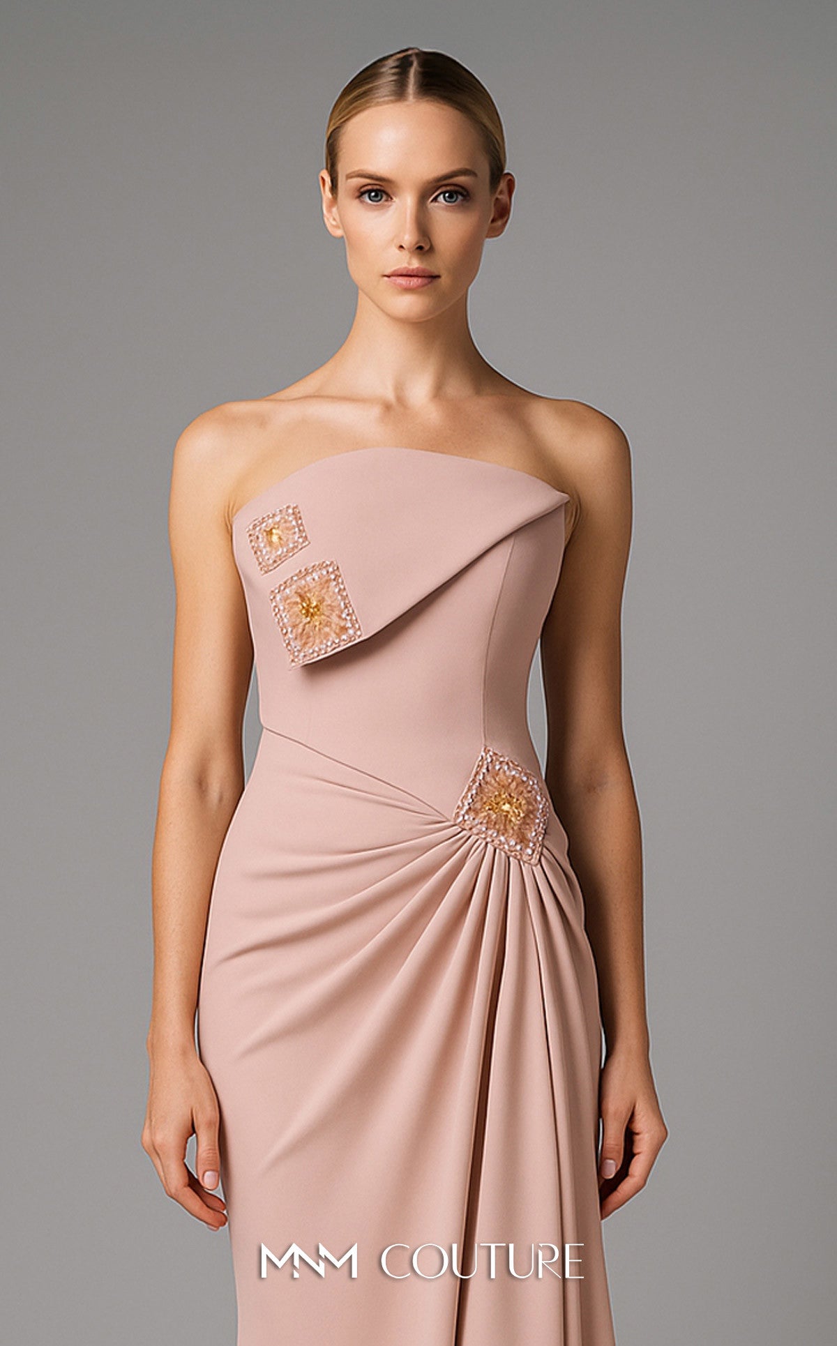 Prom Dresses Pleated Long Formal Evening Prom Dress MNM Couture B1171 Pink