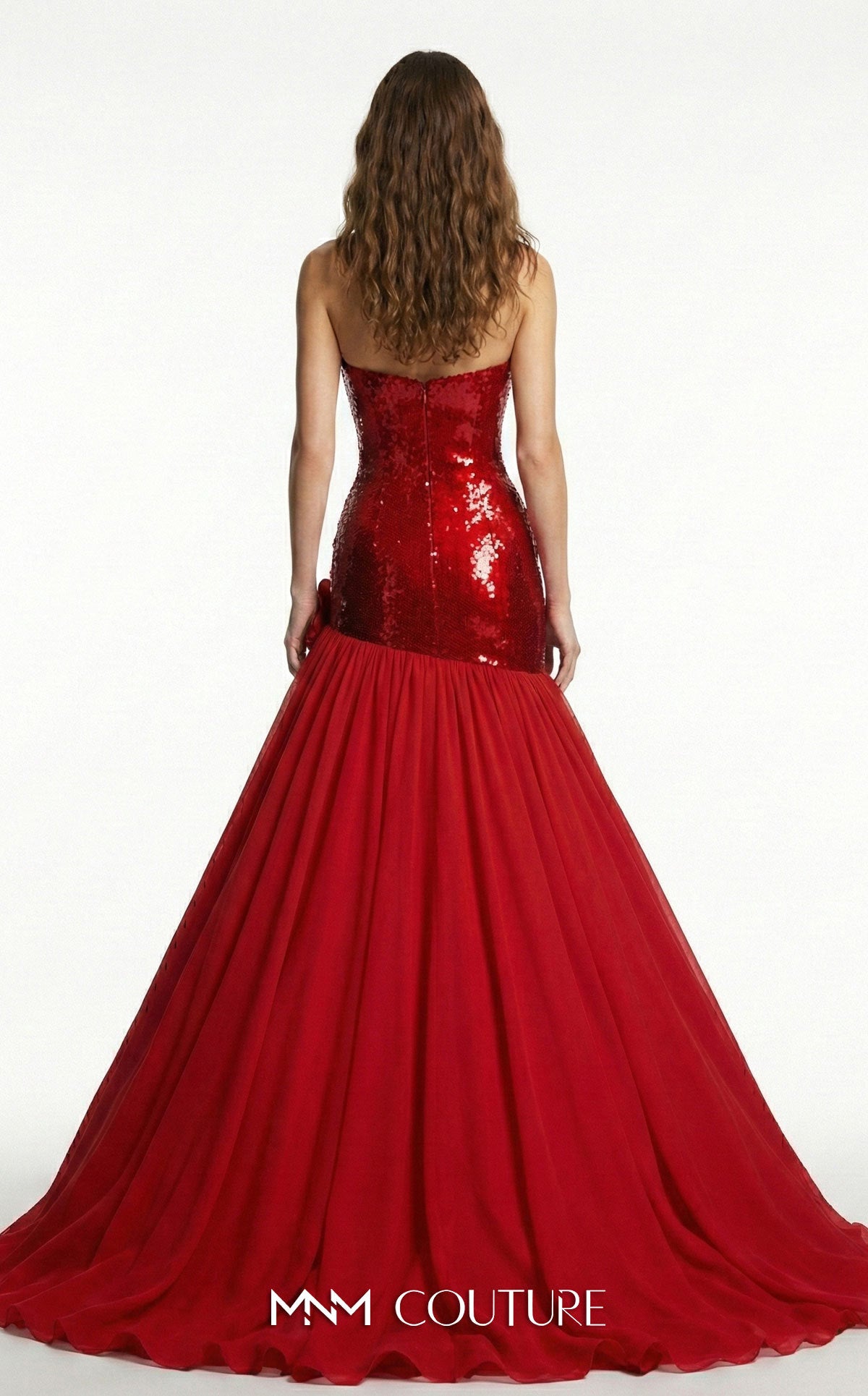 Strapless Curved Neck Floor-Length Sequin Formal Mermaid/Trumpet MNM Couture B1216A