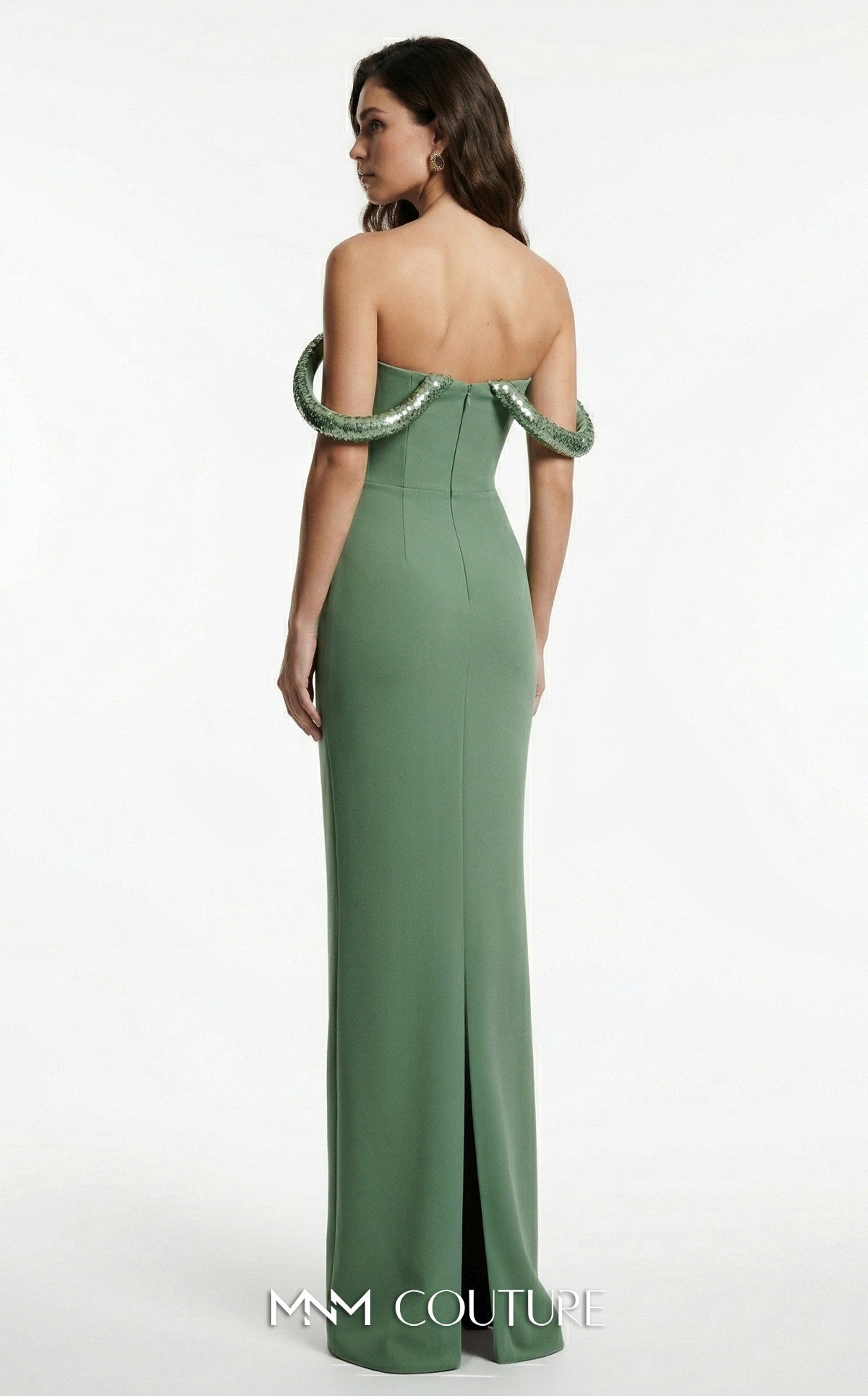 Strapless Curved Neck Floor-Length Satin Formal Sheath/Colu MNM Couture B1233