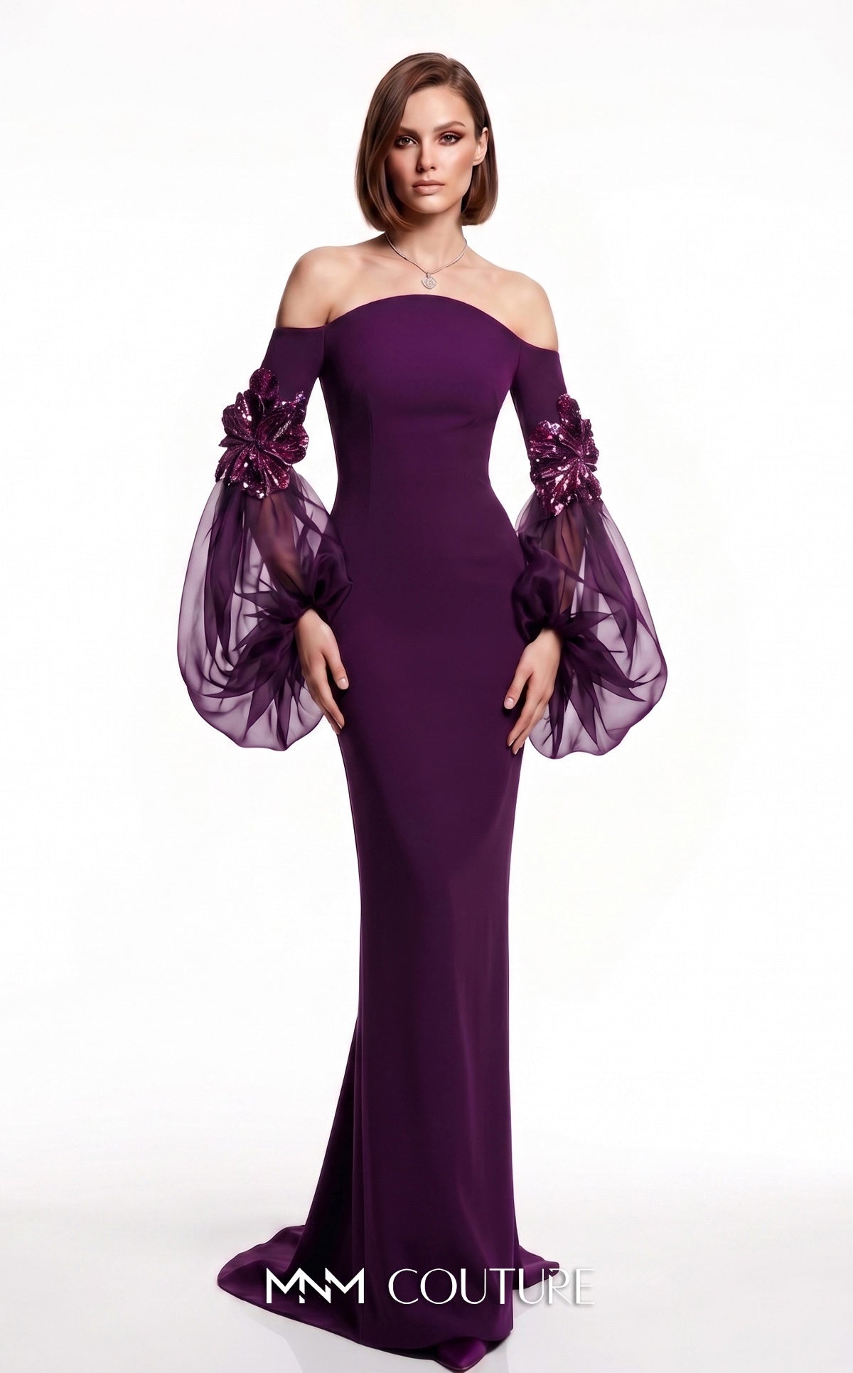 Off-the-Shoulder Floor-Length Jersey Formal Mermaid MNM Couture B1239