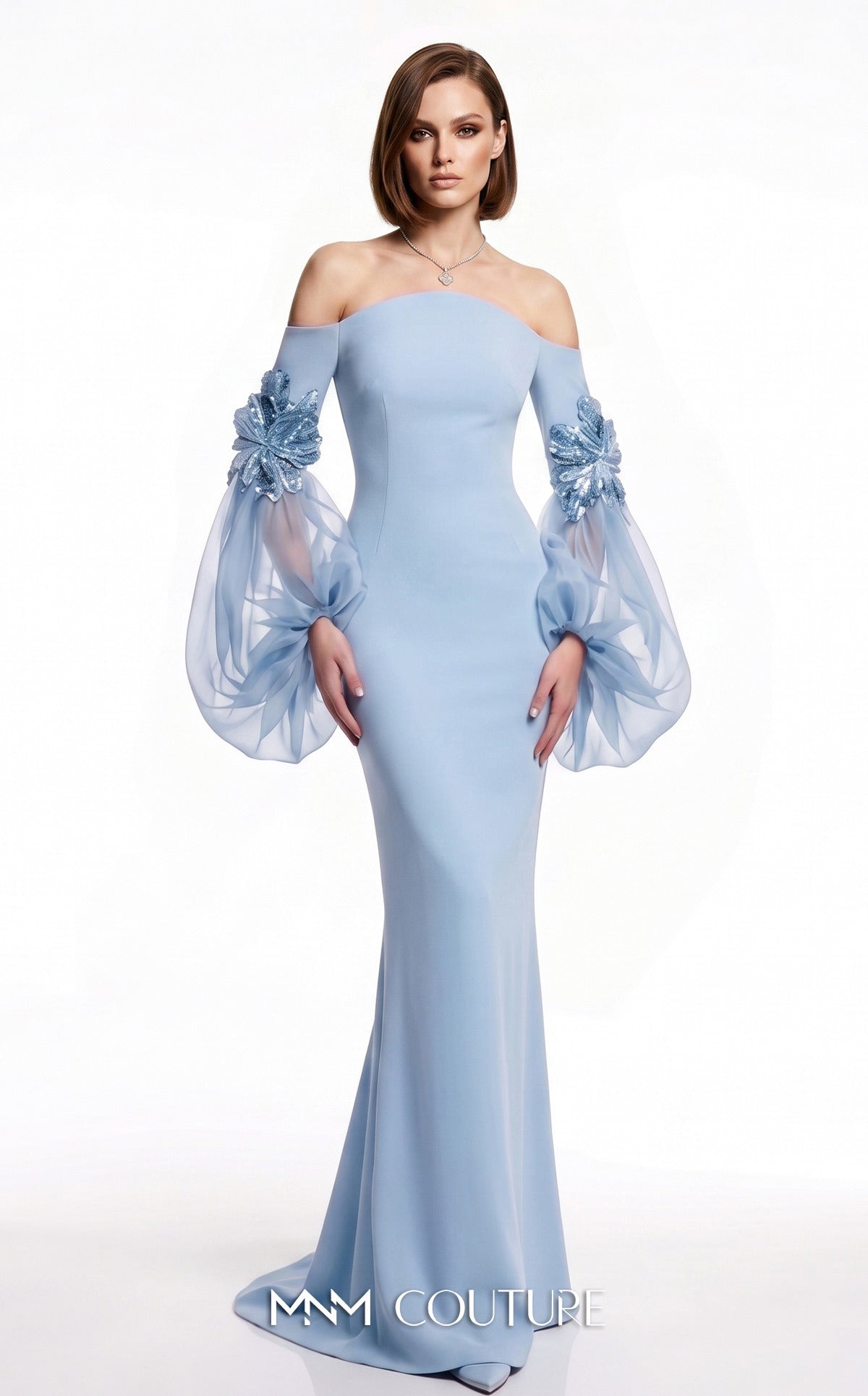 Off-the-Shoulder Floor-Length Jersey Formal Mermaid MNM Couture B1239