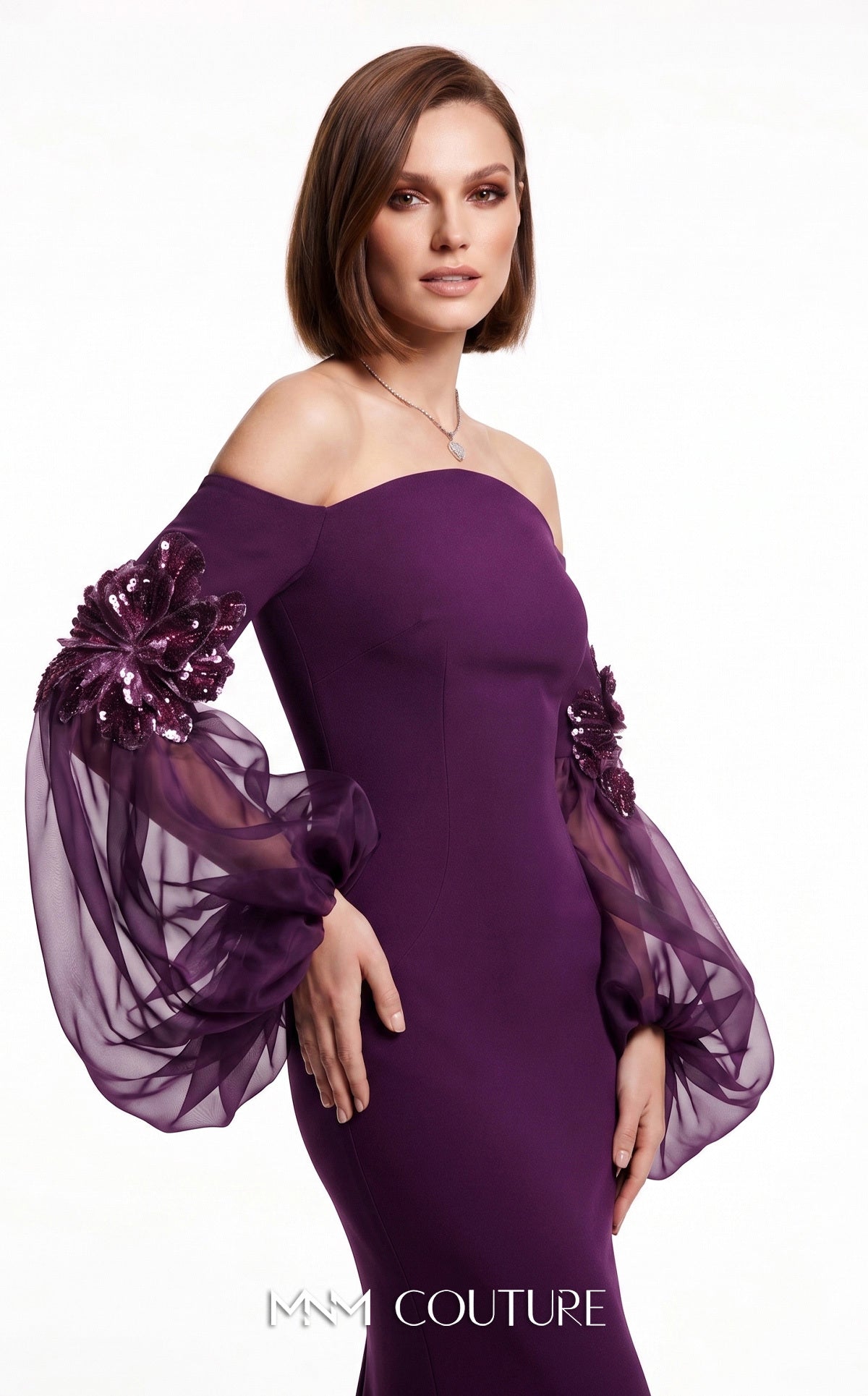 Off-the-Shoulder Floor-Length Jersey Formal Mermaid MNM Couture B1239