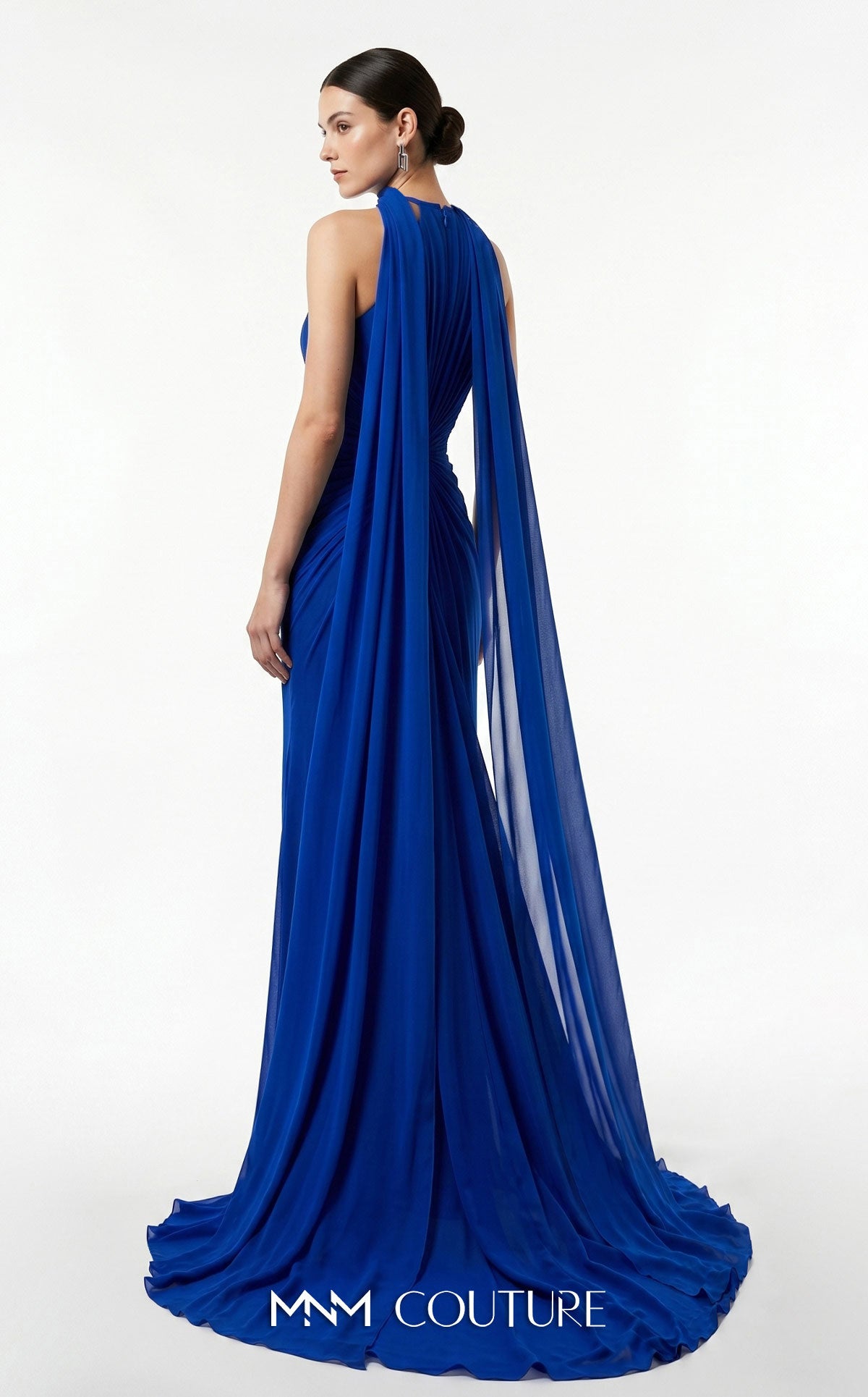 Halter Floor-Length Chiffon Evening Mermaid MNM Couture B1240