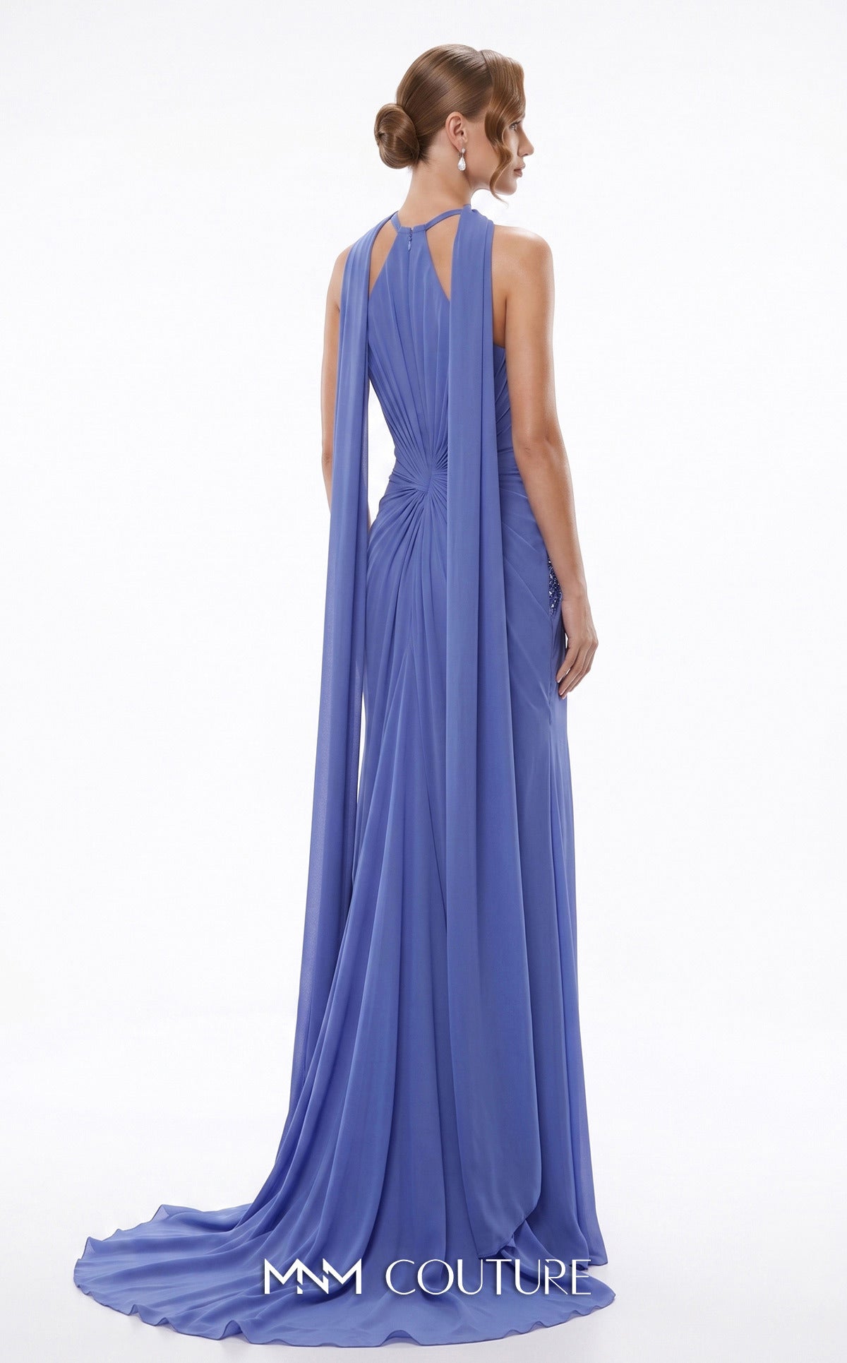 Halter Floor-Length Chiffon Evening Mermaid MNM Couture B1240