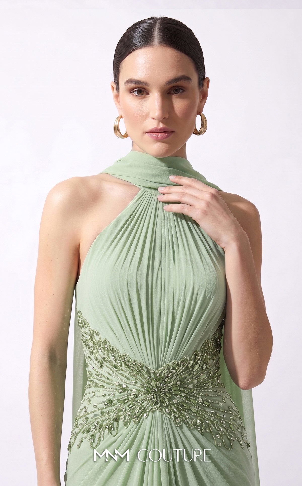 Halter Floor-Length Chiffon Evening Mermaid MNM Couture B1240