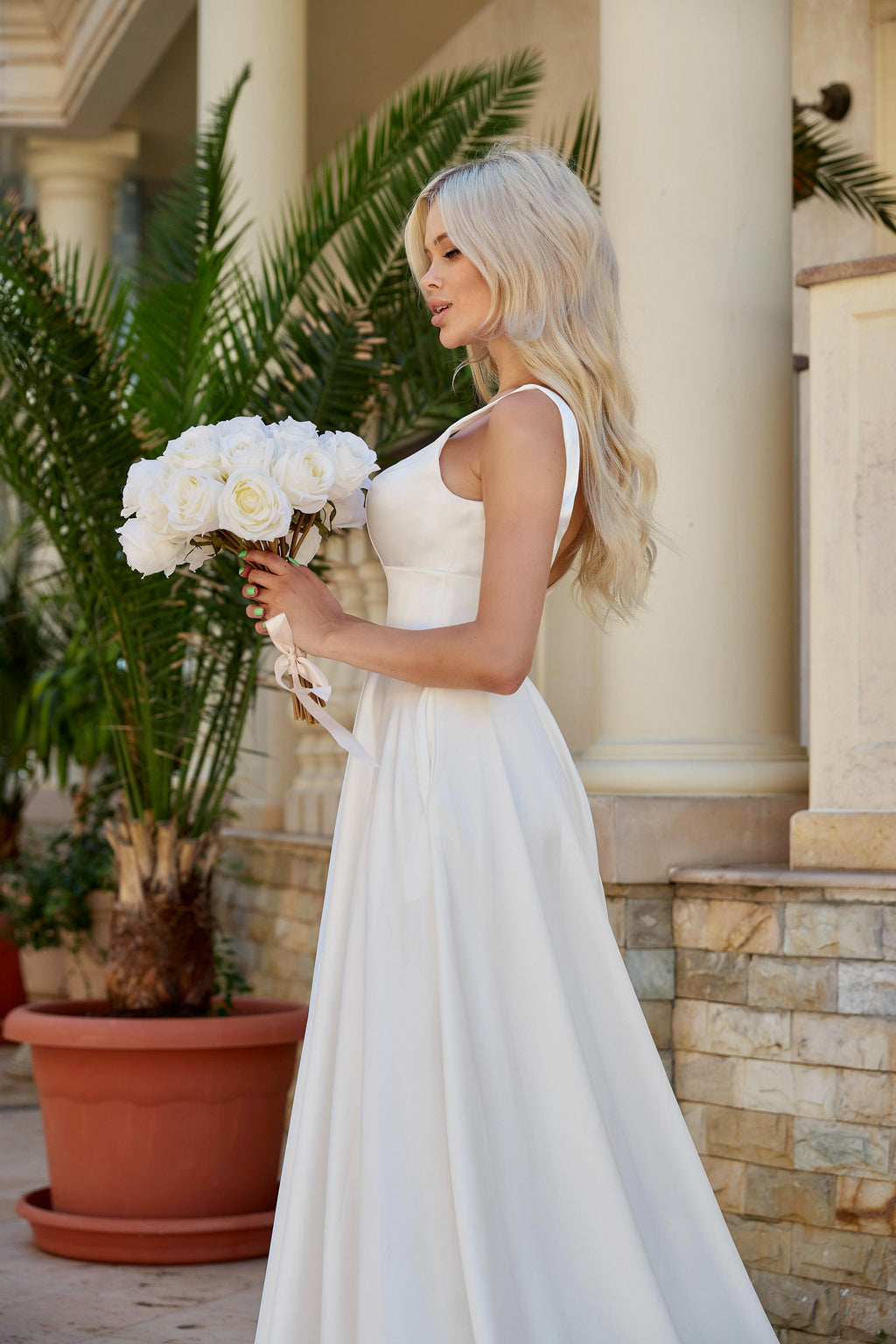 Tina Holly BA269W Long A Line Simple Wedding Dress