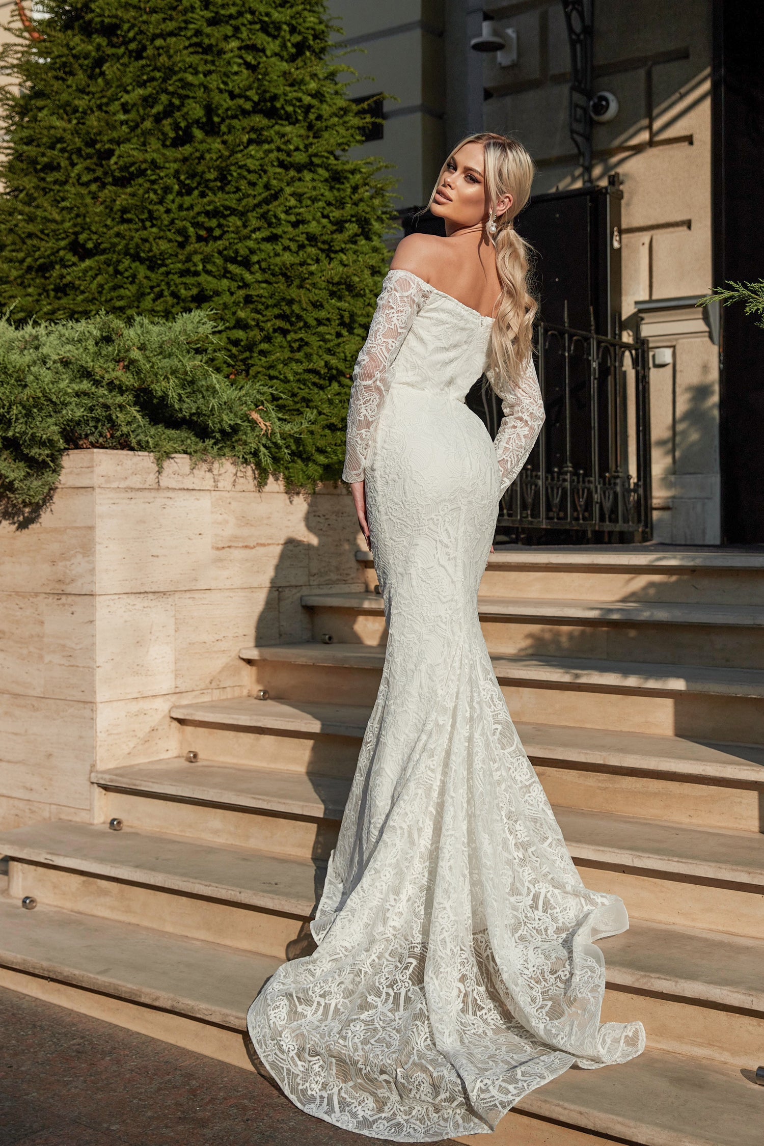 Tina Holly BB007 Bridal Lace Long Sleeve Mermaid Wedding Dress