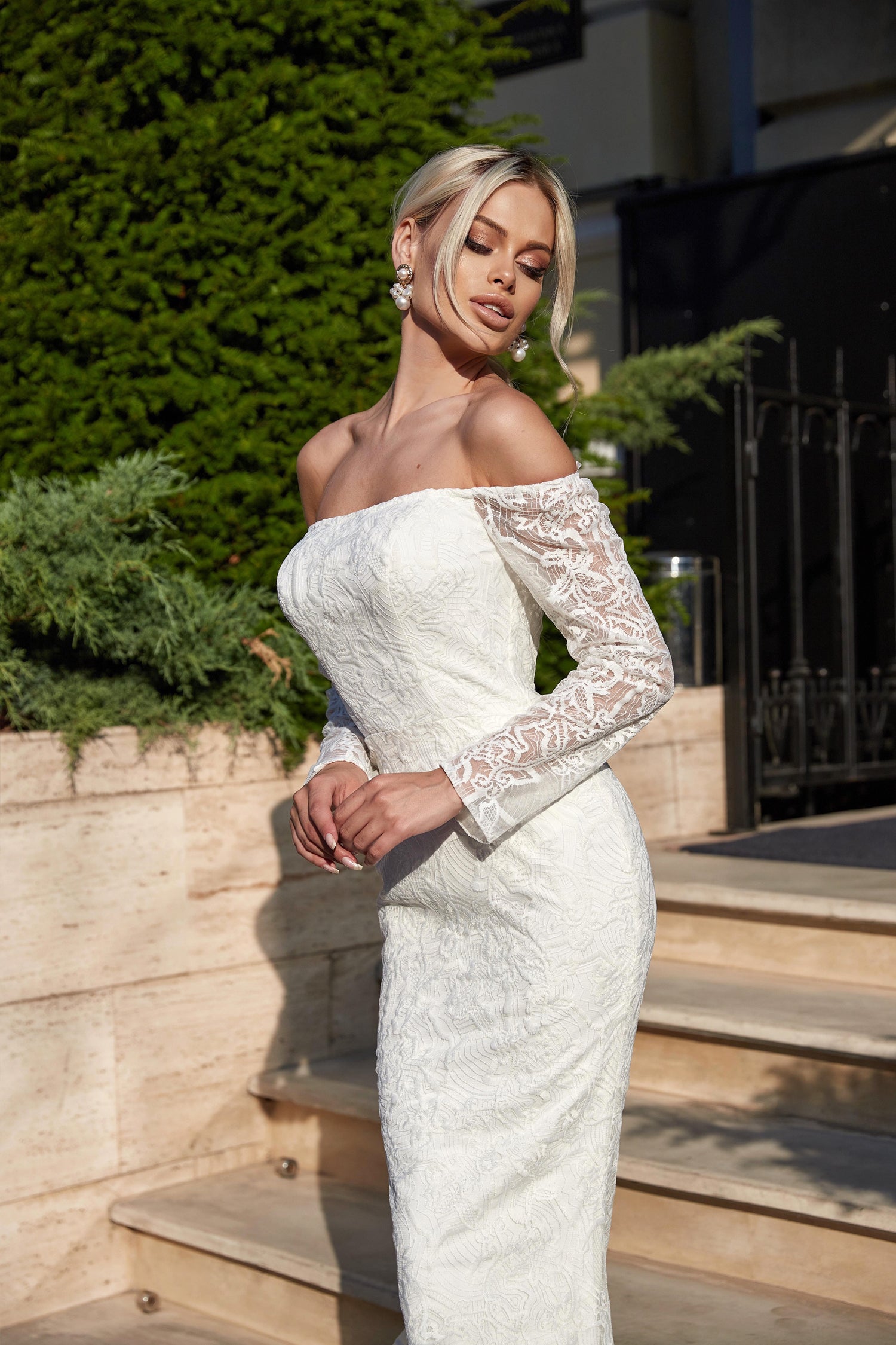Tina Holly BB007 Bridal Lace Long Sleeve Mermaid Wedding Dress