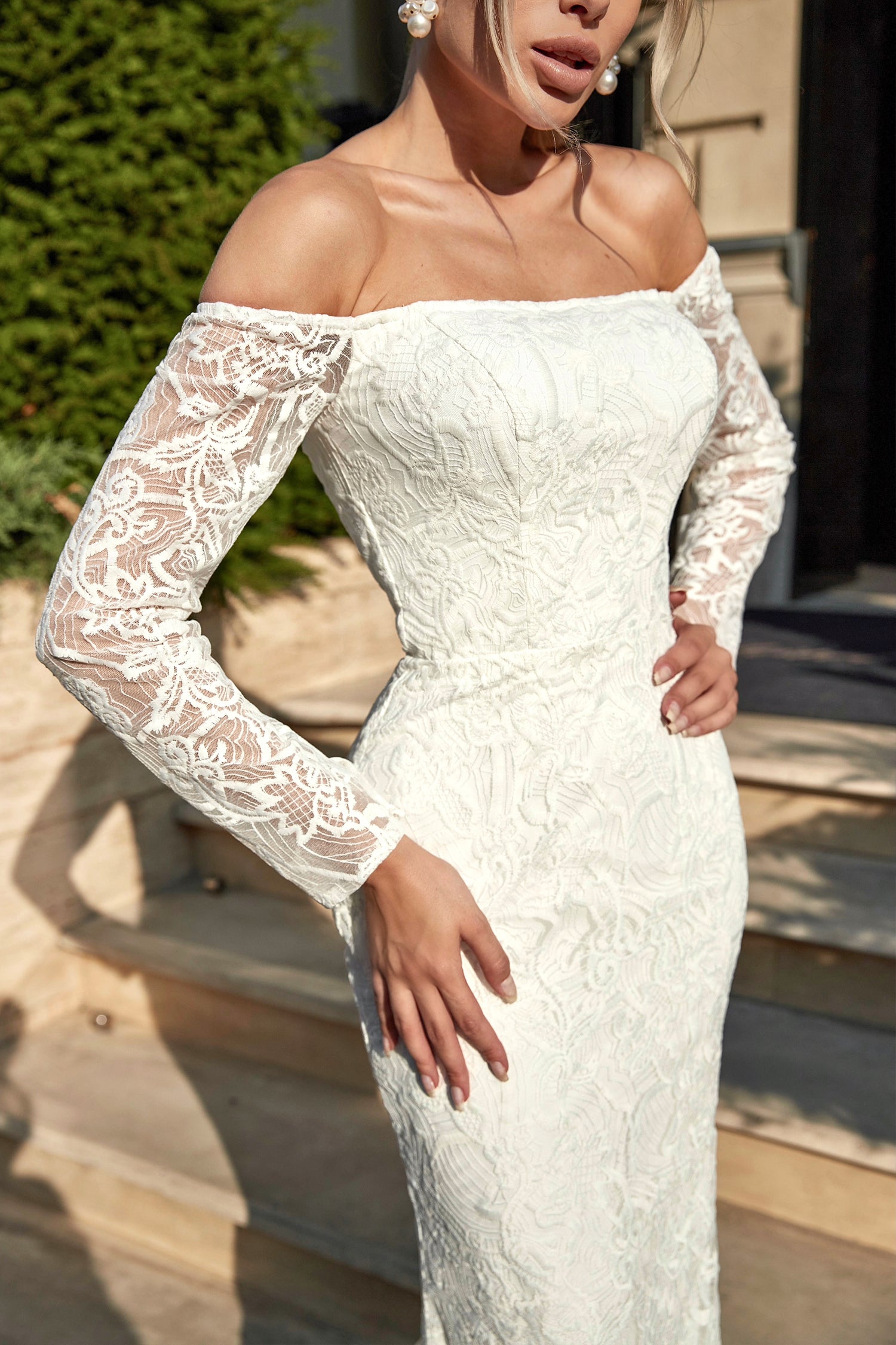 Tina Holly BB007 Bridal Lace Long Sleeve Mermaid Wedding Dress