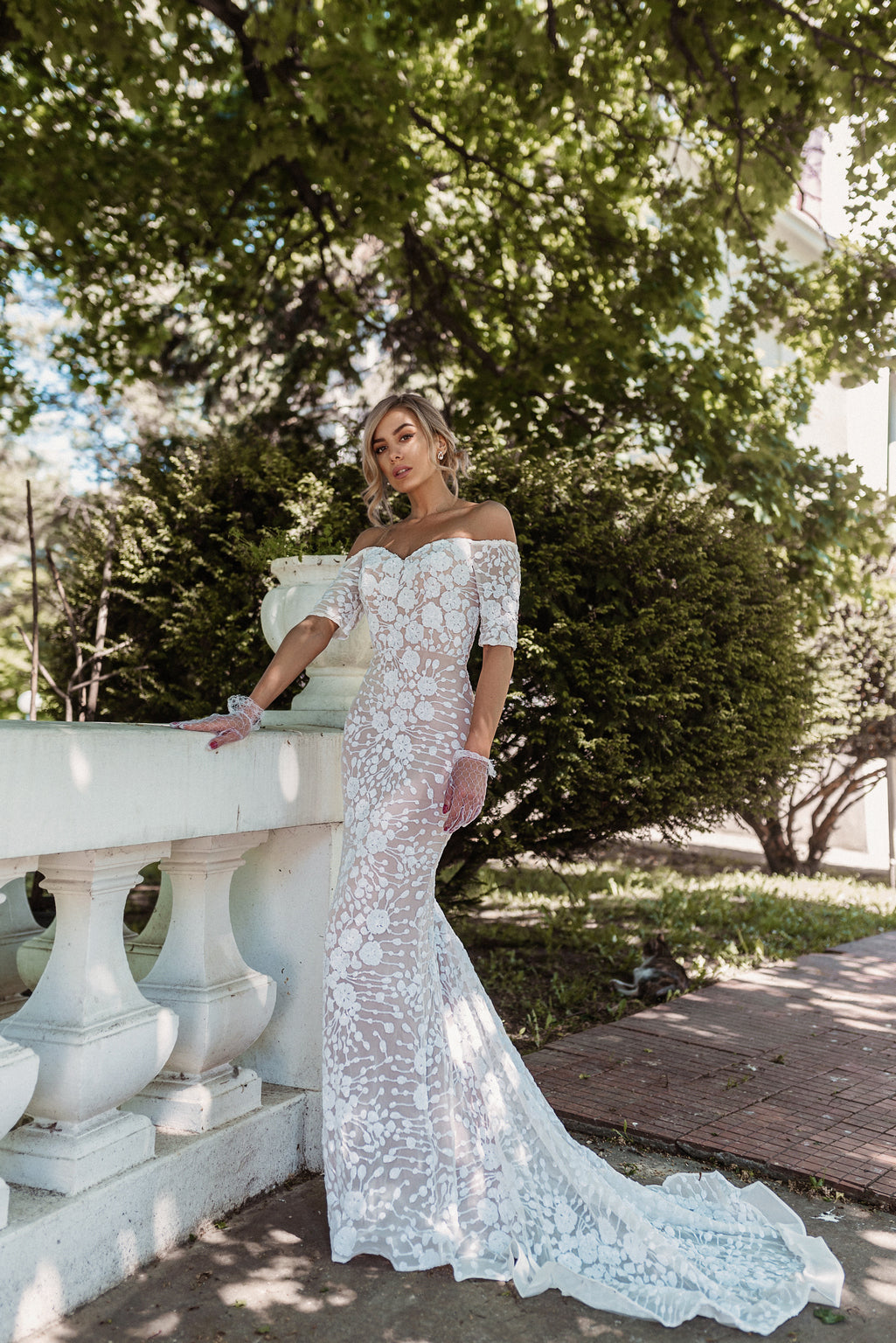 Tina Holly BB009 Beaded Lace Long Mermaid Boho Wedding Dress - White/Ivory / 20 Tina Holly BB009 Beaded Lace Long Mermaid Boho Wedding Dress - White/Ivory / 20