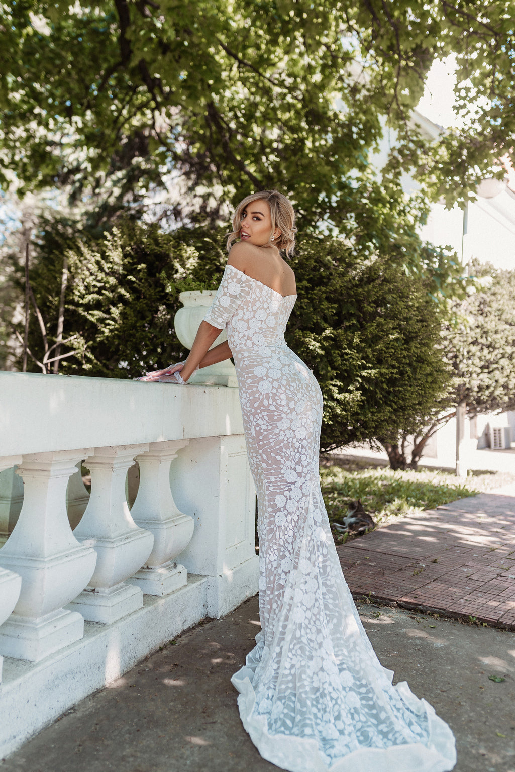 Tina Holly BB009 Beaded Lace Long Mermaid Boho Wedding Dress