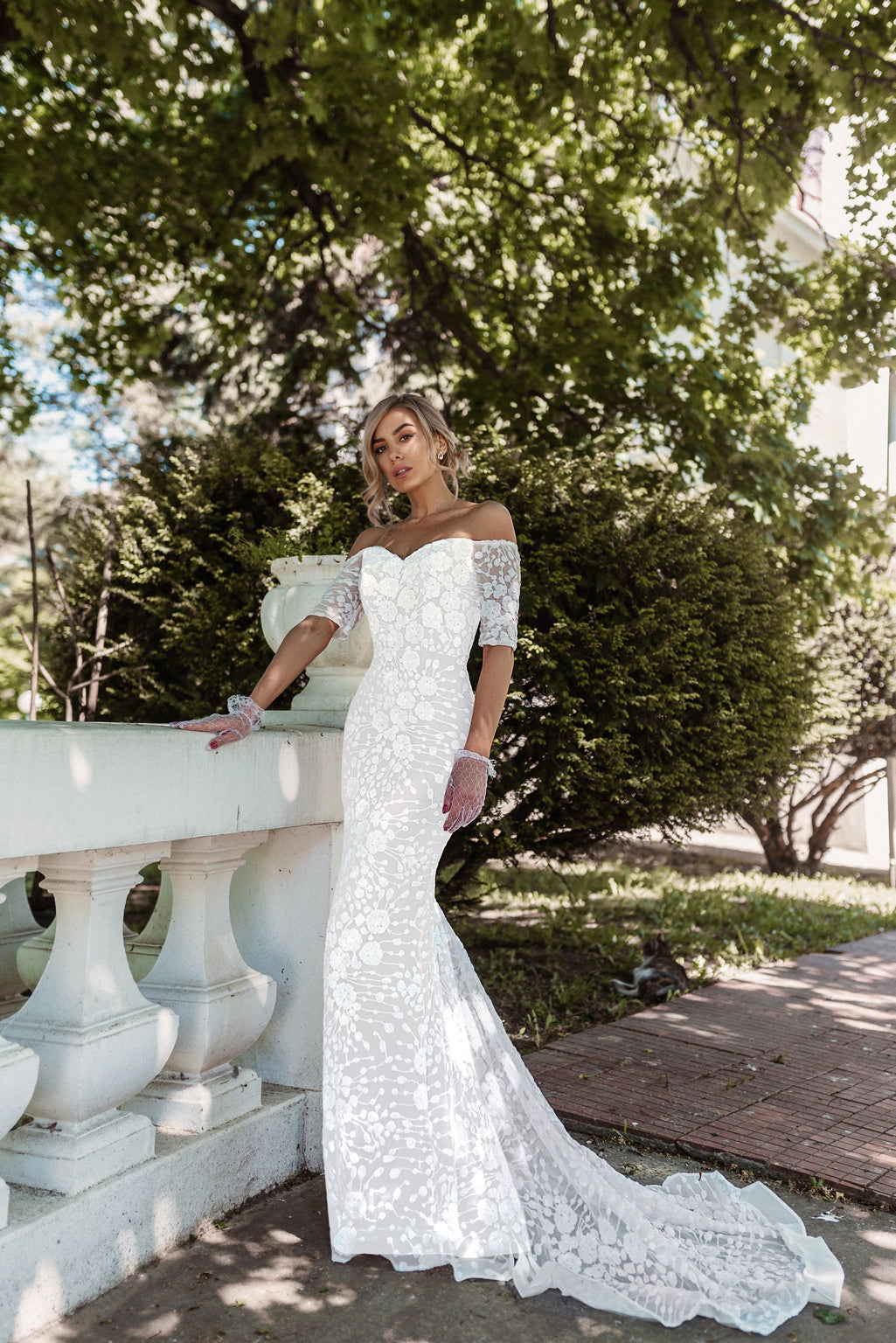 Tina Holly BB009 Beaded Lace Long Mermaid Boho Wedding Dress - White/Ivory / 20 Tina Holly BB009 Beaded Lace Long Mermaid Boho Wedding Dress - White/Ivory / 20