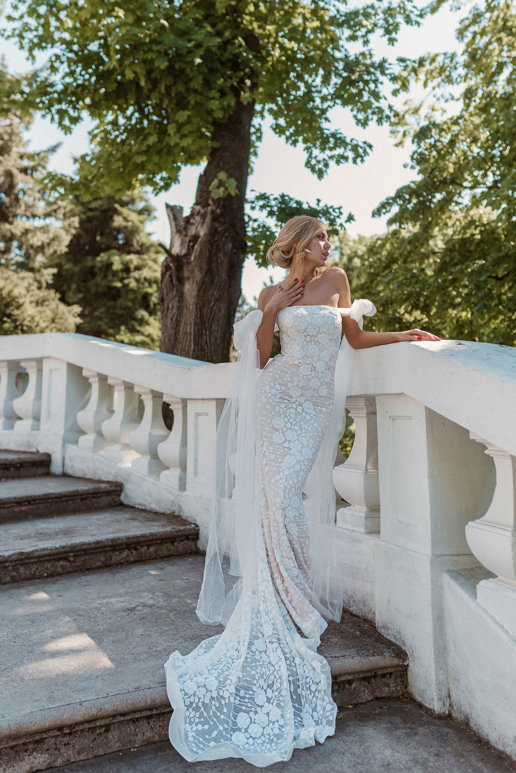 Tina Holly BB010 Fitted Long Floral Lace Sequin Wedding Dress