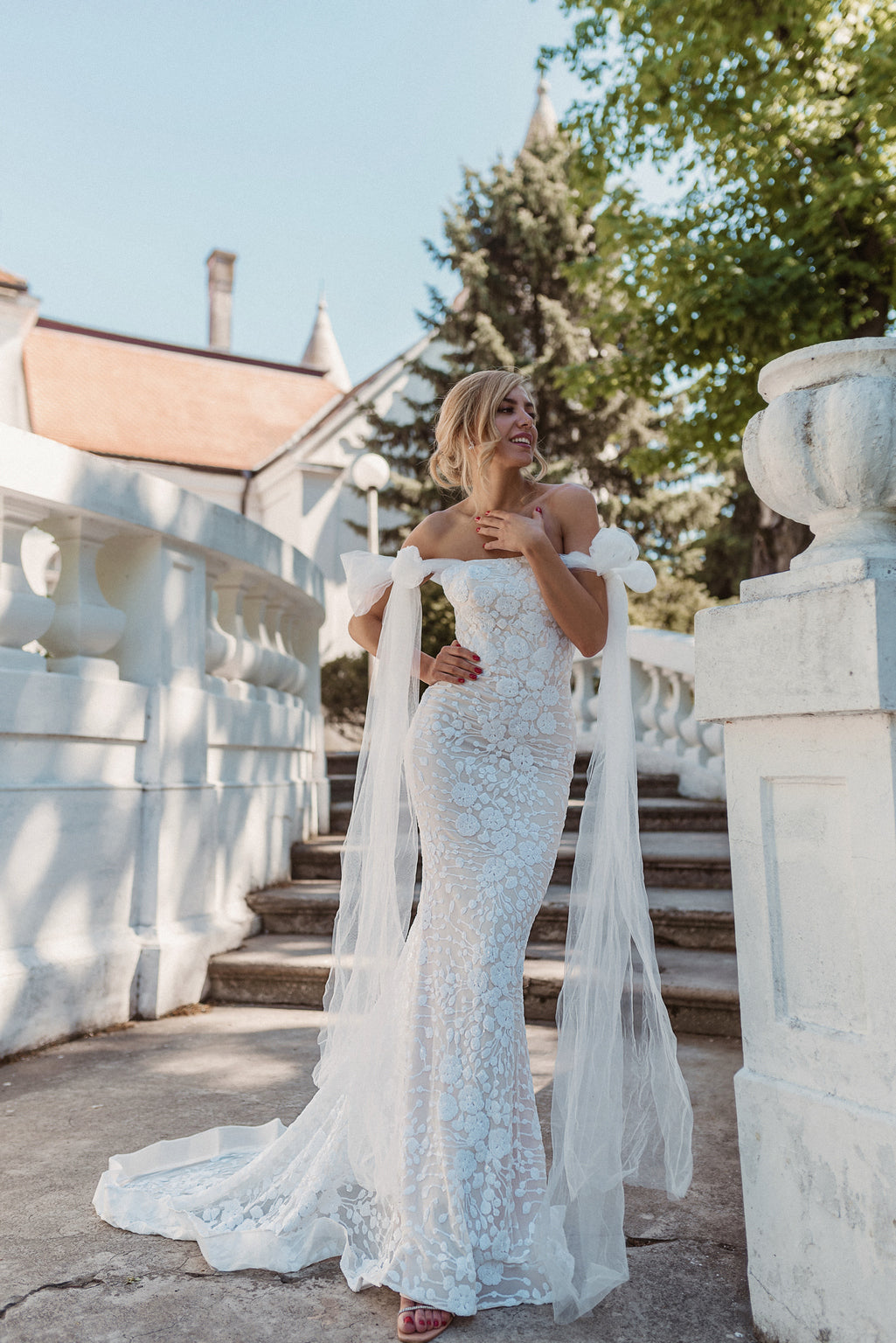 Tina Holly BB010 Fitted Long Floral Lace Sequin Wedding Dress