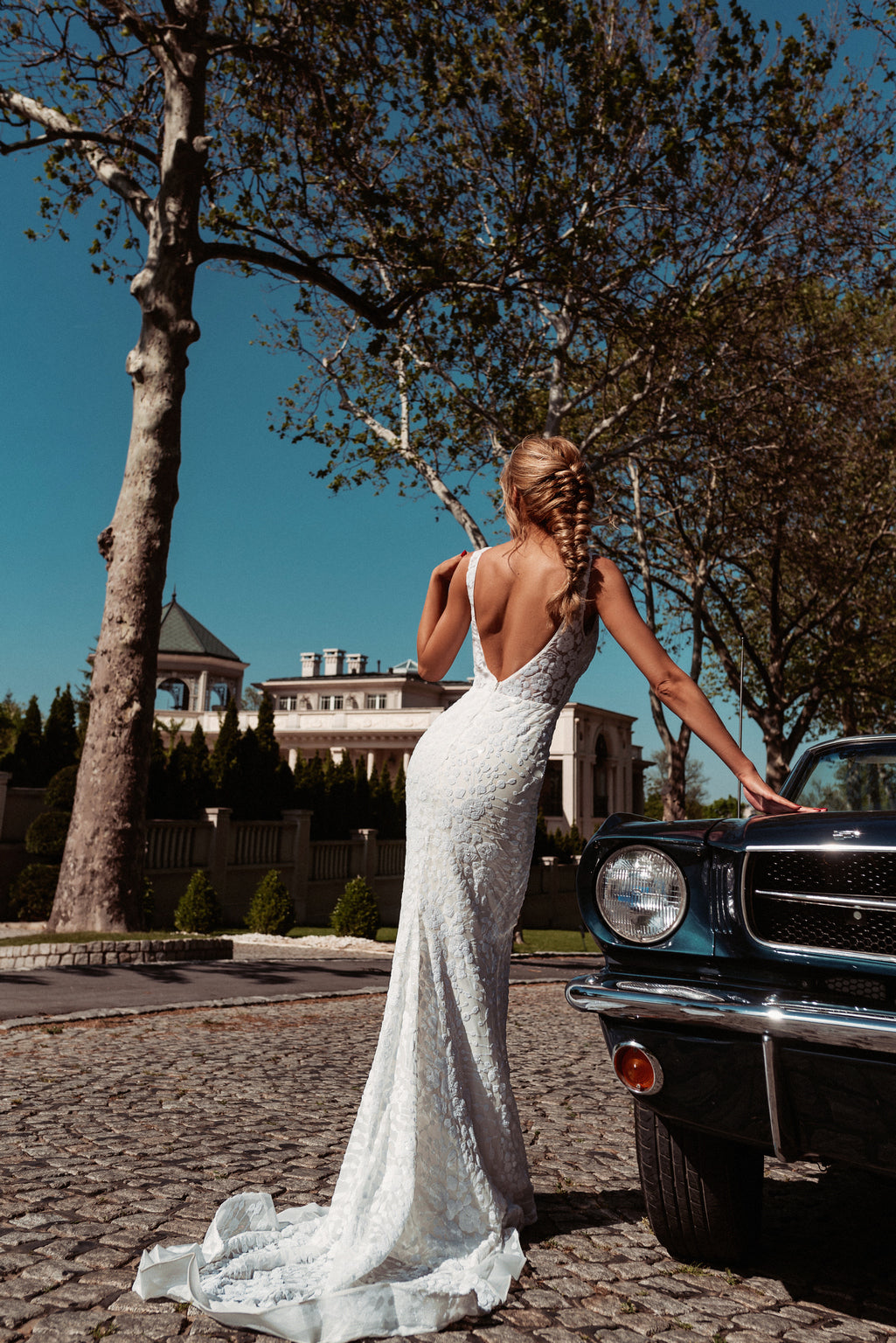 Tina Holly BB011 Floral Lace Bridal Sequin Mermaid Long Wedding Dress