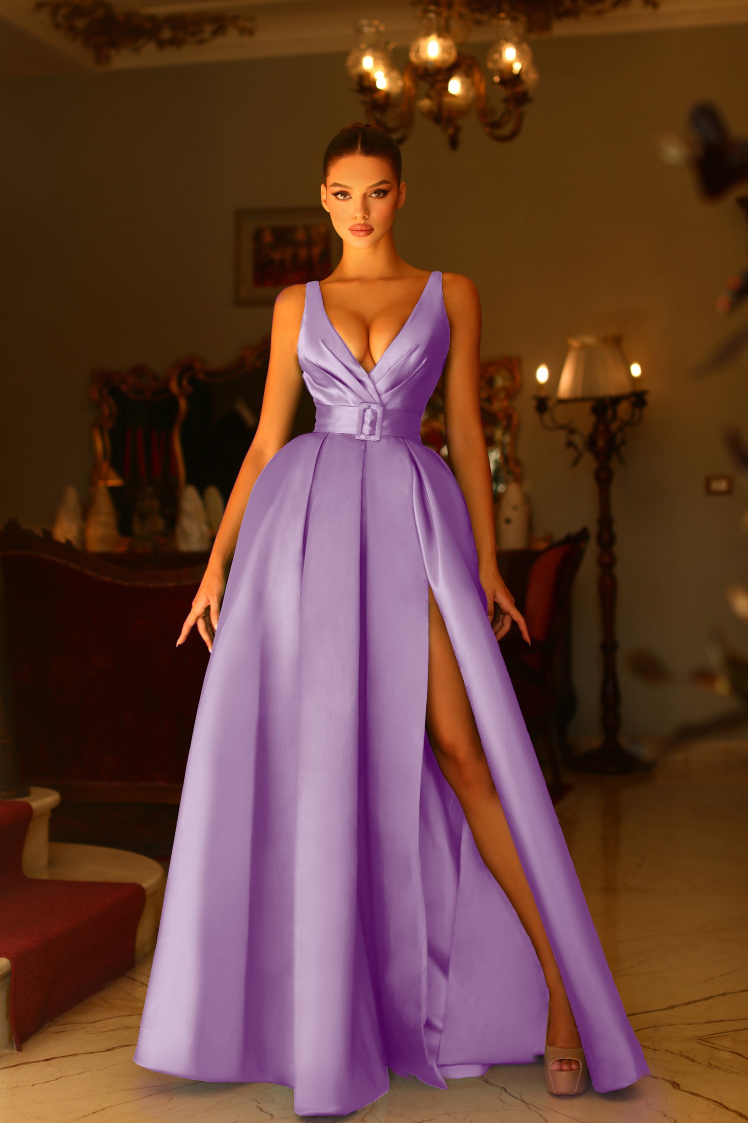 Long Ball Gown A Line Formal Prom Dress by Tina Holly BB209 - Lilac / 24 Long Ball Gown A Line Formal Prom Dress by Tina Holly BB209 - Lilac / 24