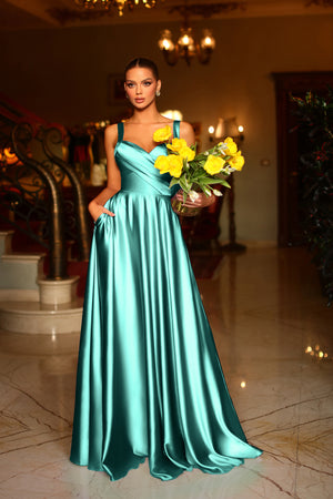 Sweetheart Floor-Length Satin Formal A-Line Gown Tina Holly BB210