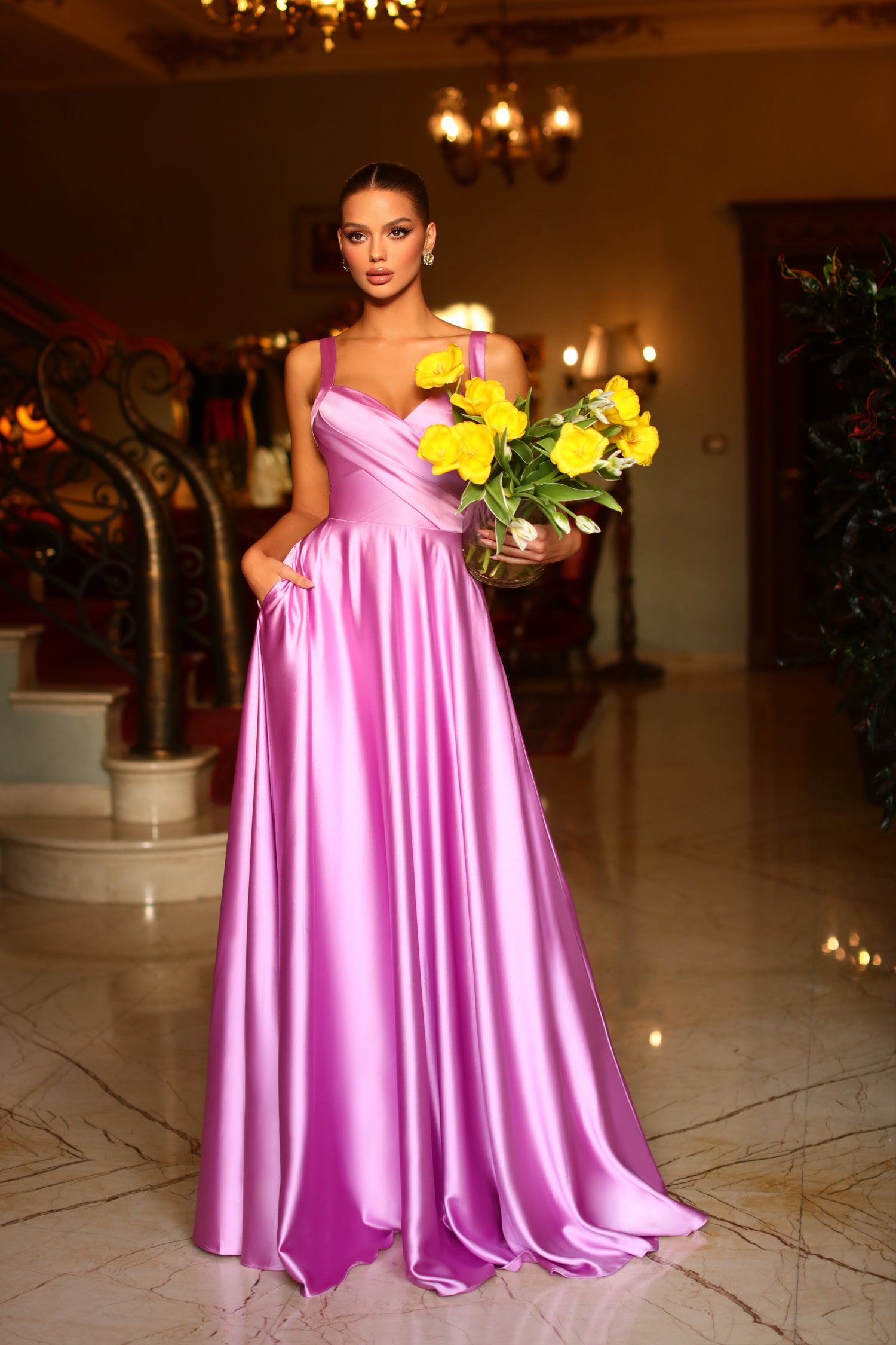 Sweetheart Floor-Length Satin Formal A-Line Gown Tina Holly BB210