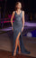 Prom Dresses Fitted Formal Glitter Slit Prom Dress Midnight Grey