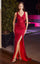 Prom Dresses Fitted Formal Glitter Slit Prom Dress Burgundy