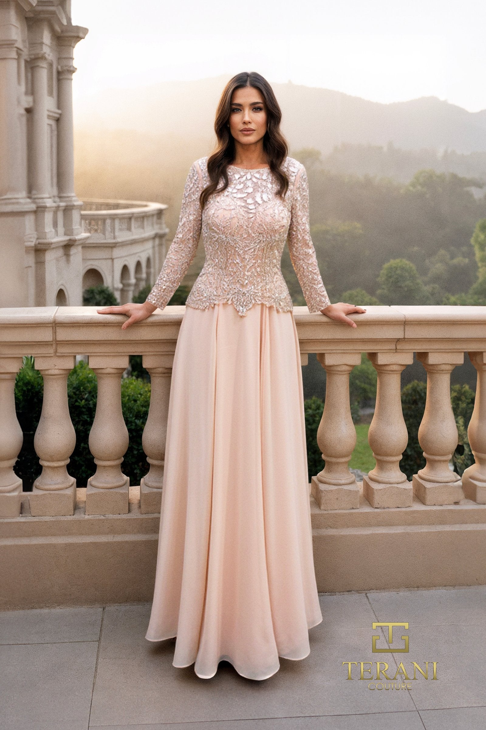 Mother of the Bride Dresses A Line Long Sleeve Formal Mother of the Bride Dress Blush