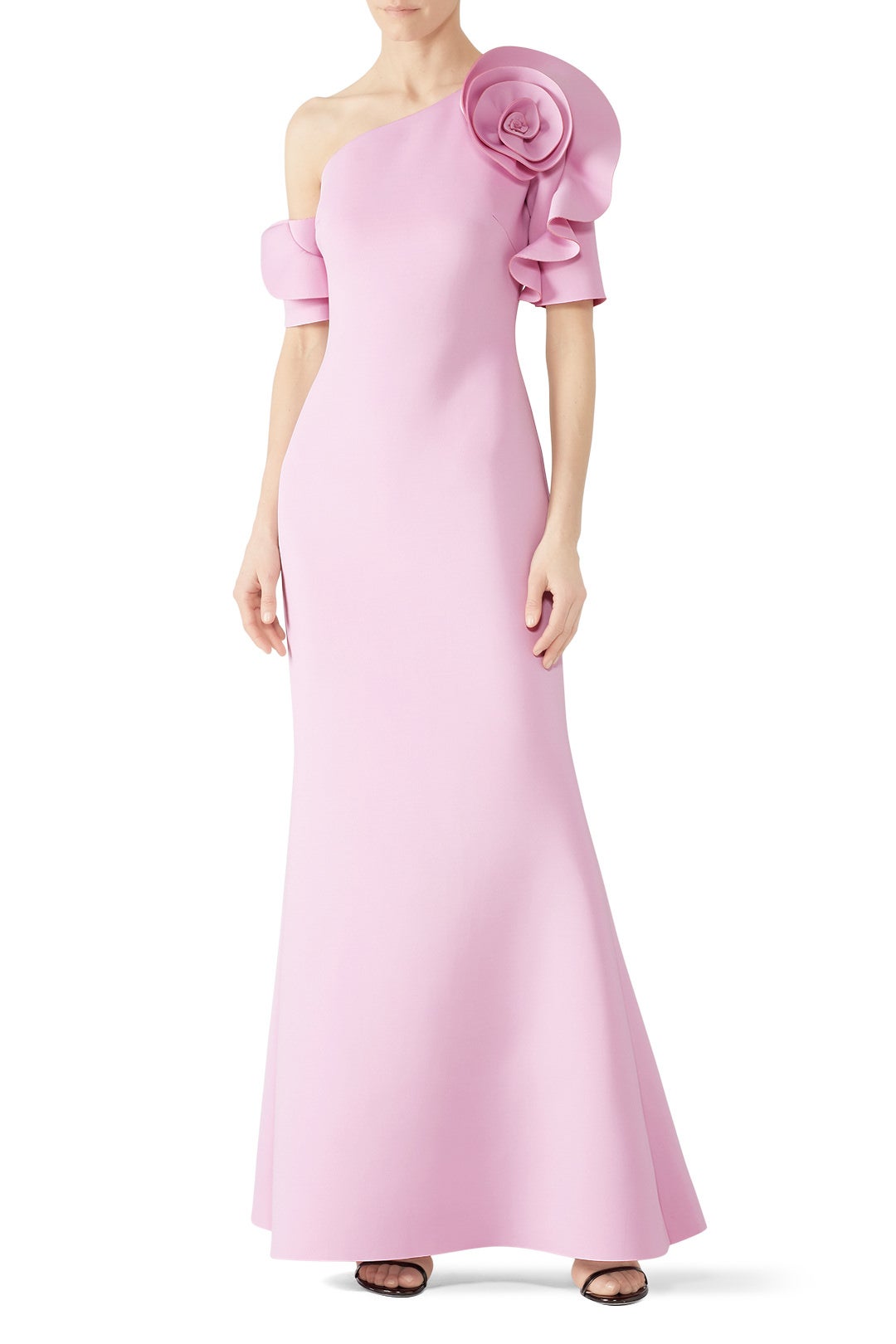 One-Shoulder Floor-Length Crepe Formal Sheath/Column Badgley Mischka EG4516