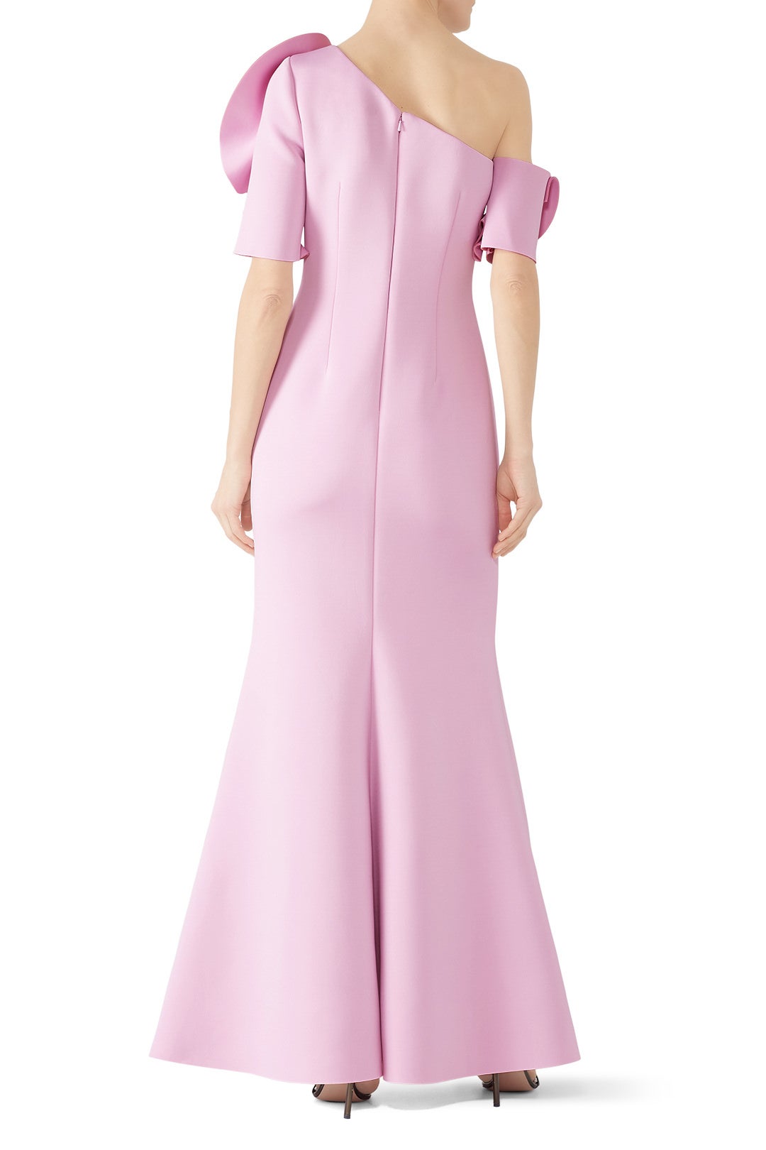 One-Shoulder Floor-Length Crepe Formal Sheath/Column Badgley Mischka EG4516