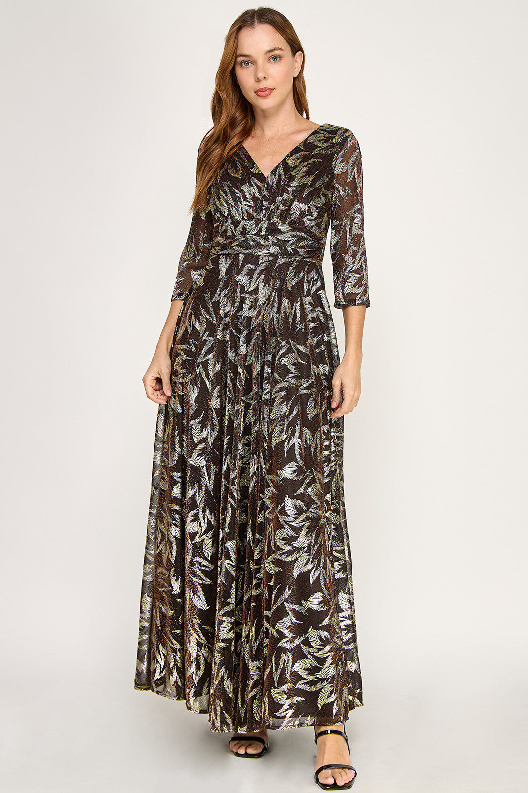 V-Neck Floor-Length Mesh Evening A-Line Lenovia 3125