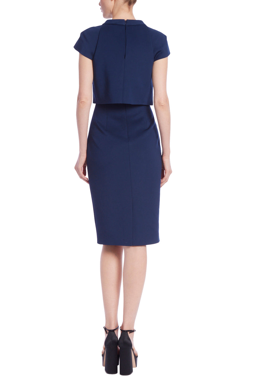 Badgley Mischka BSD5220 Short Beaded Midi Cocktail Dress