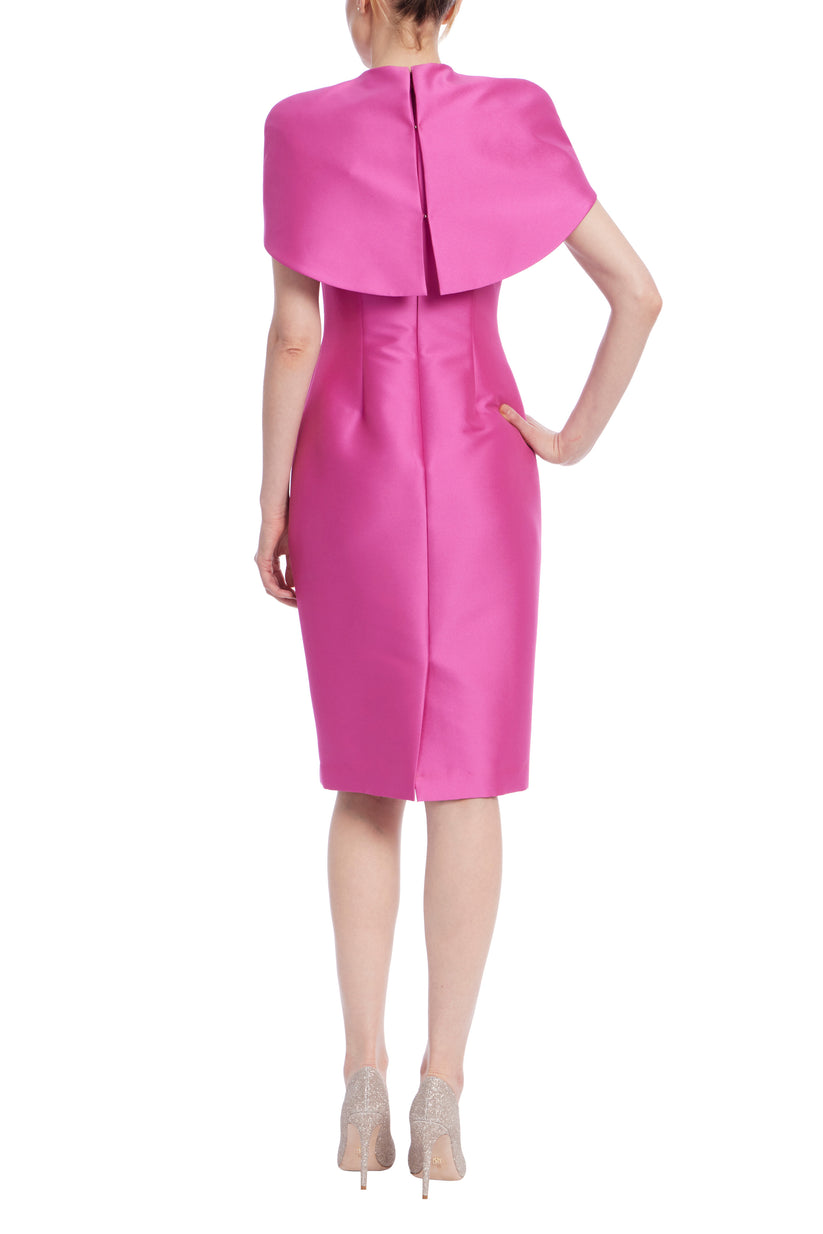 Badgley Mischka BSD5321 Fitted Short Cape Cocktail Dress