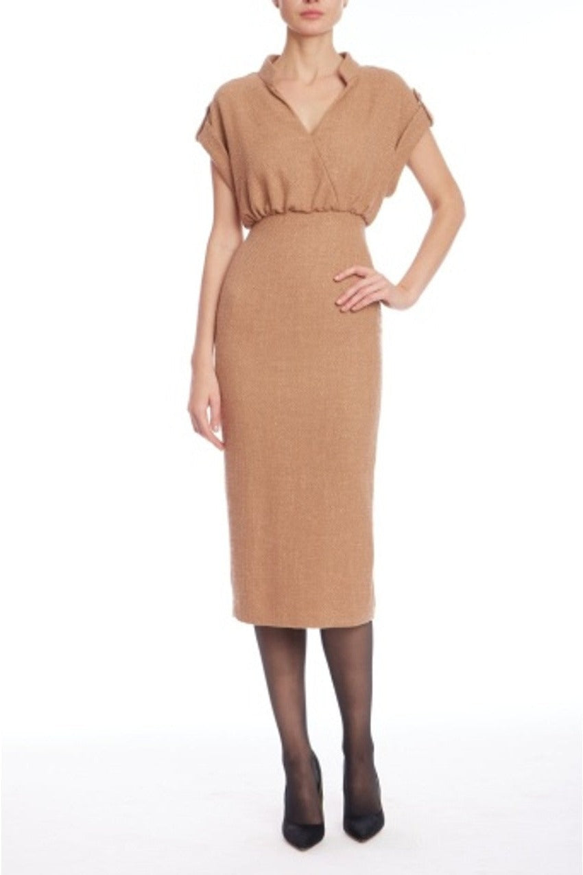 Badgley Mischka BSD5577 Surplice Midi Cocktail Dress