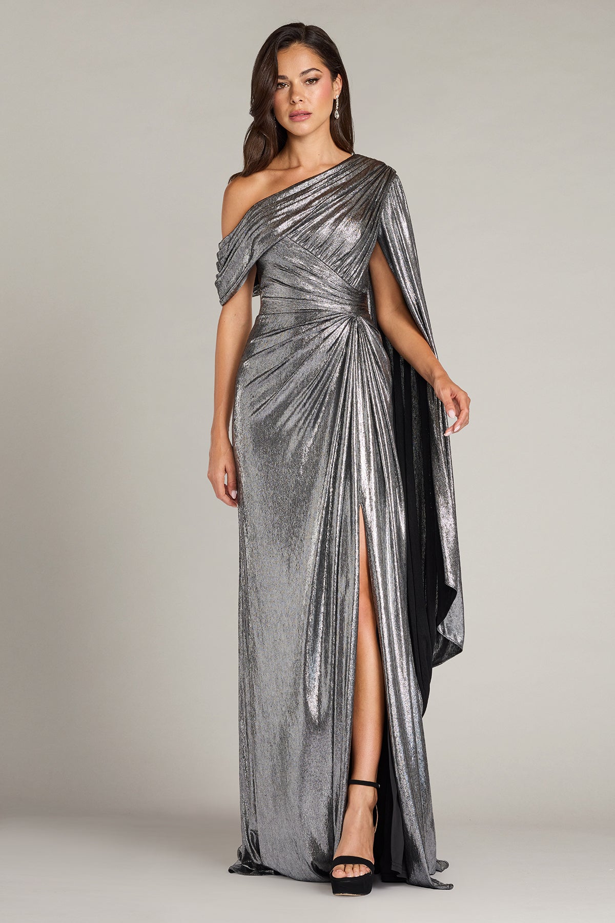 One-Shoulder Floor-Length Satin Formal Mermaid Tadashi Shoji BSJ22813L