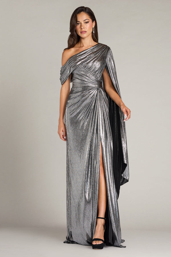 One-Shoulder Floor-Length Satin Formal Mermaid Tadashi Shoji BSJ22813L