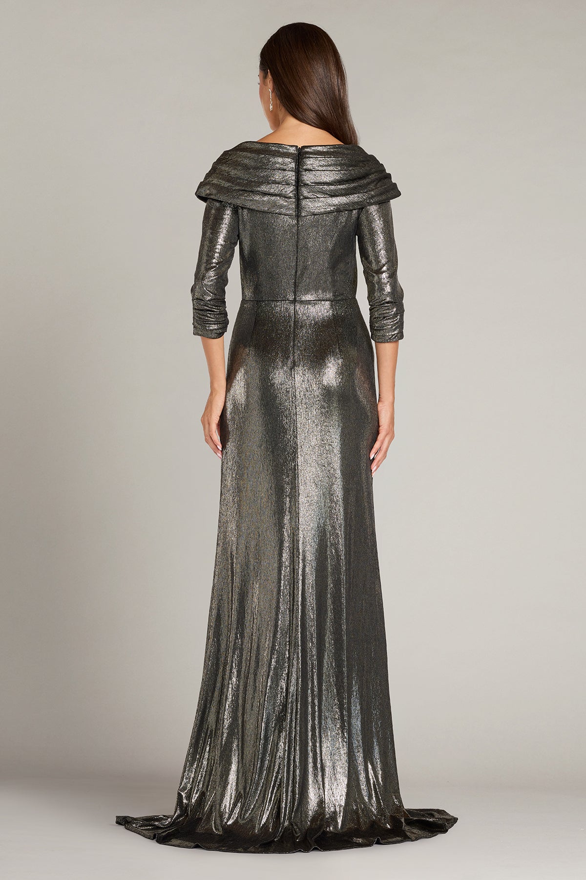 V-Neck Floor-Length Satin Formal Mermaid Tadashi Shoji BSJ26441L