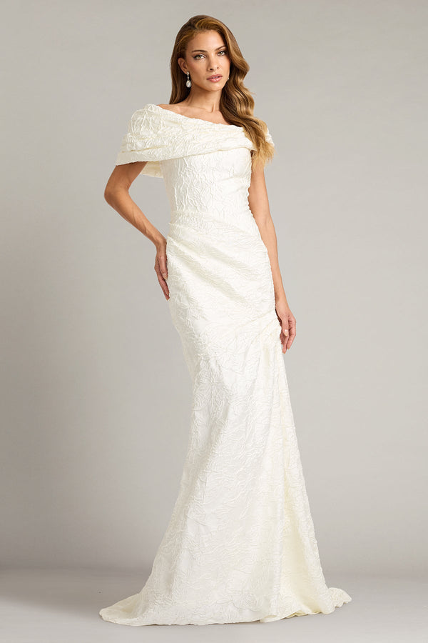 Off-the-Shoulder Floor-Length Lace Wedding Dress Tadashi Shoji BSW26018LBR