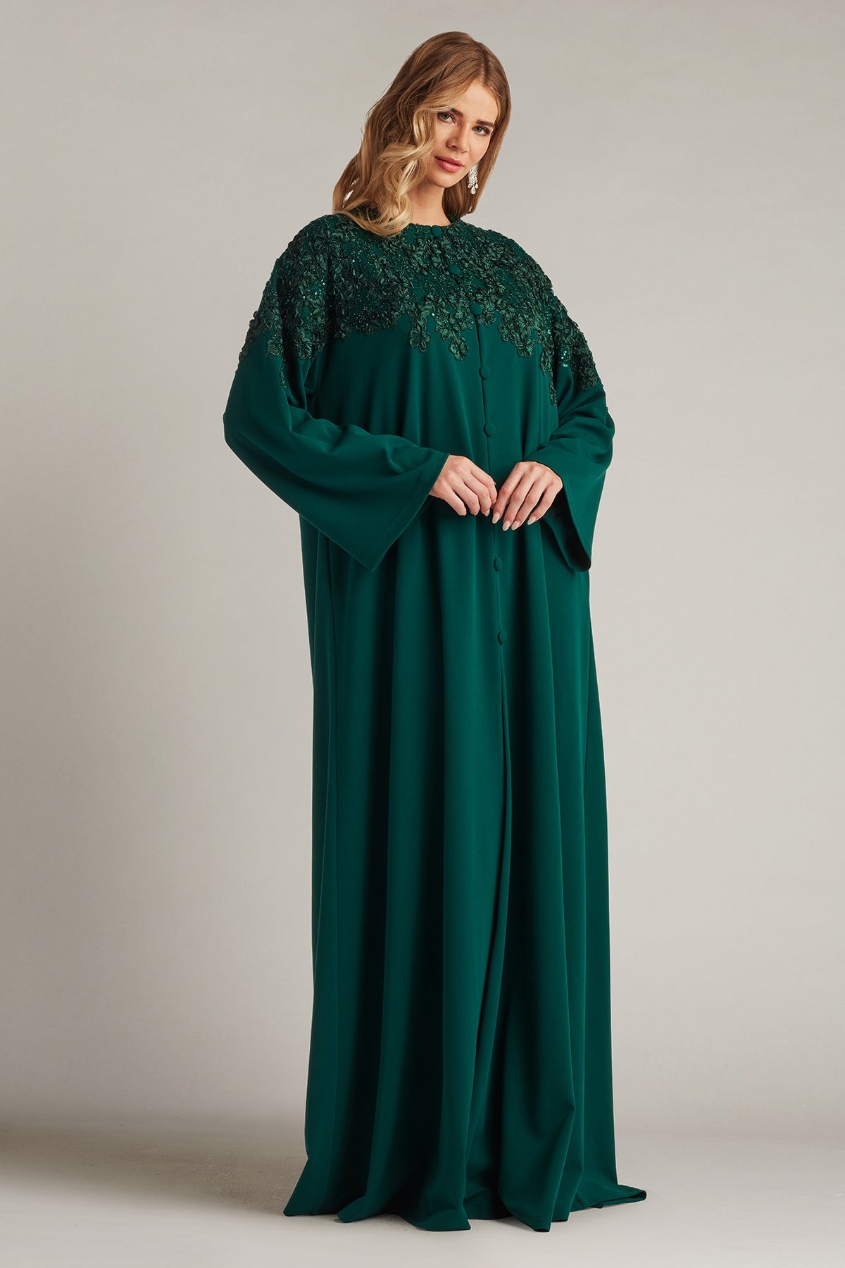 Crew/High-Neck Floor-Length Crepe Formal A-Line Tadashi Shoji BUK18267L