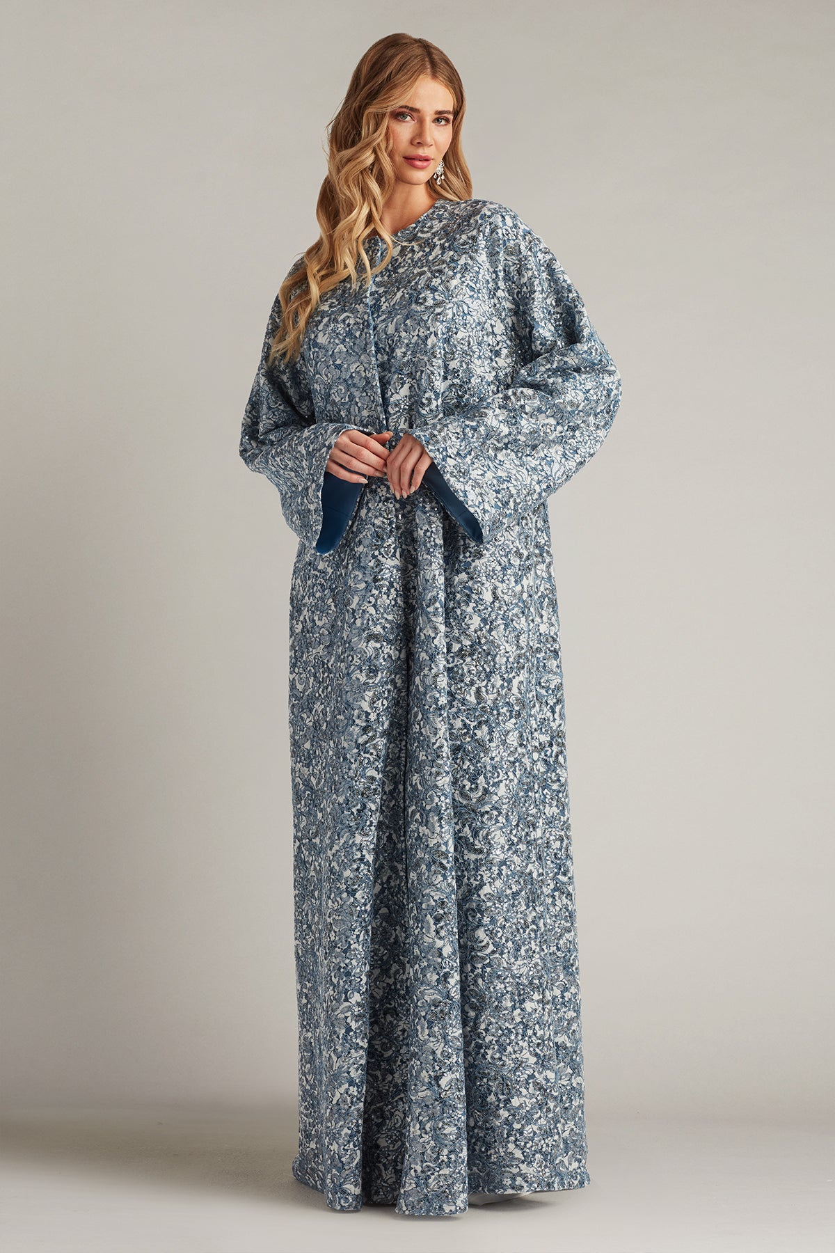 Crew/High-Neck Floor-Length Jacquard Formal A-Line Tadashi Shoji BUQ18269L