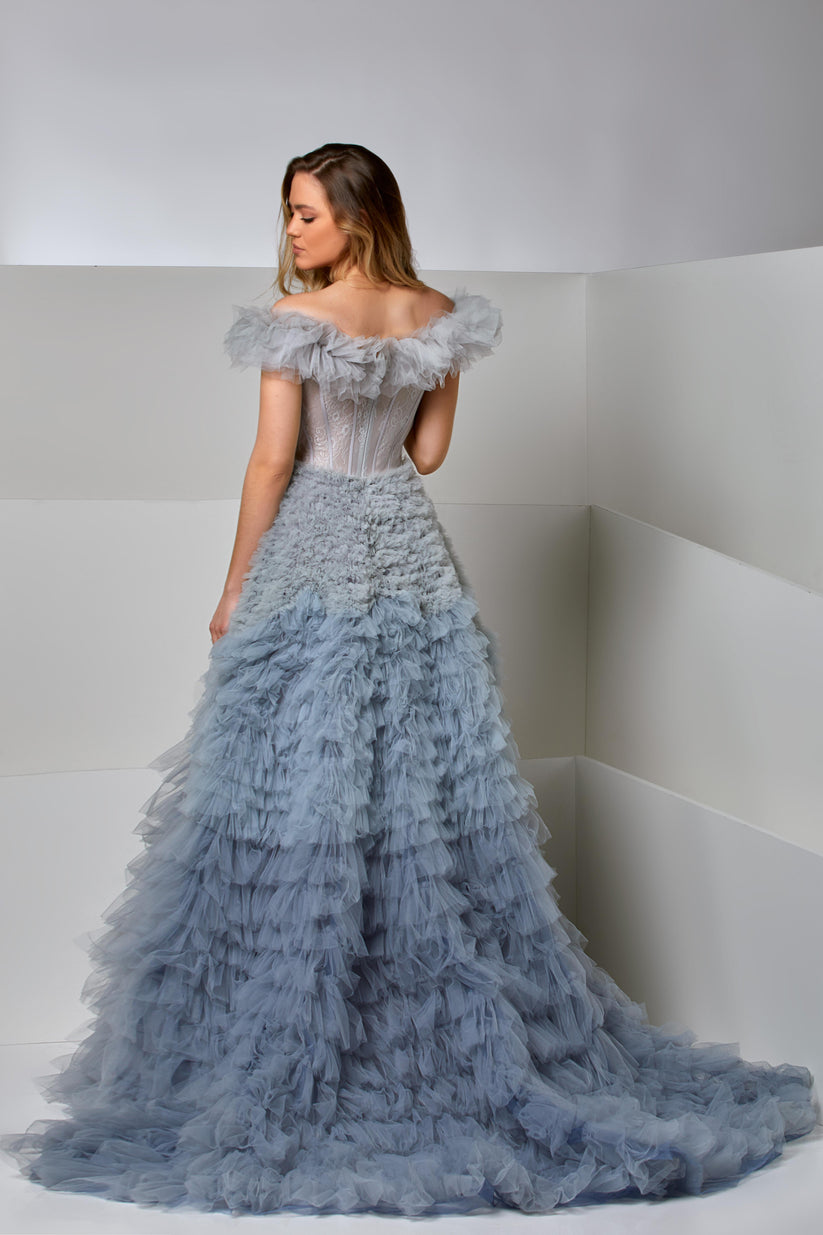 Formal Dresses Long Formal A Line Corset Prom Dress Baby Blue-Tulle-M20281-Train